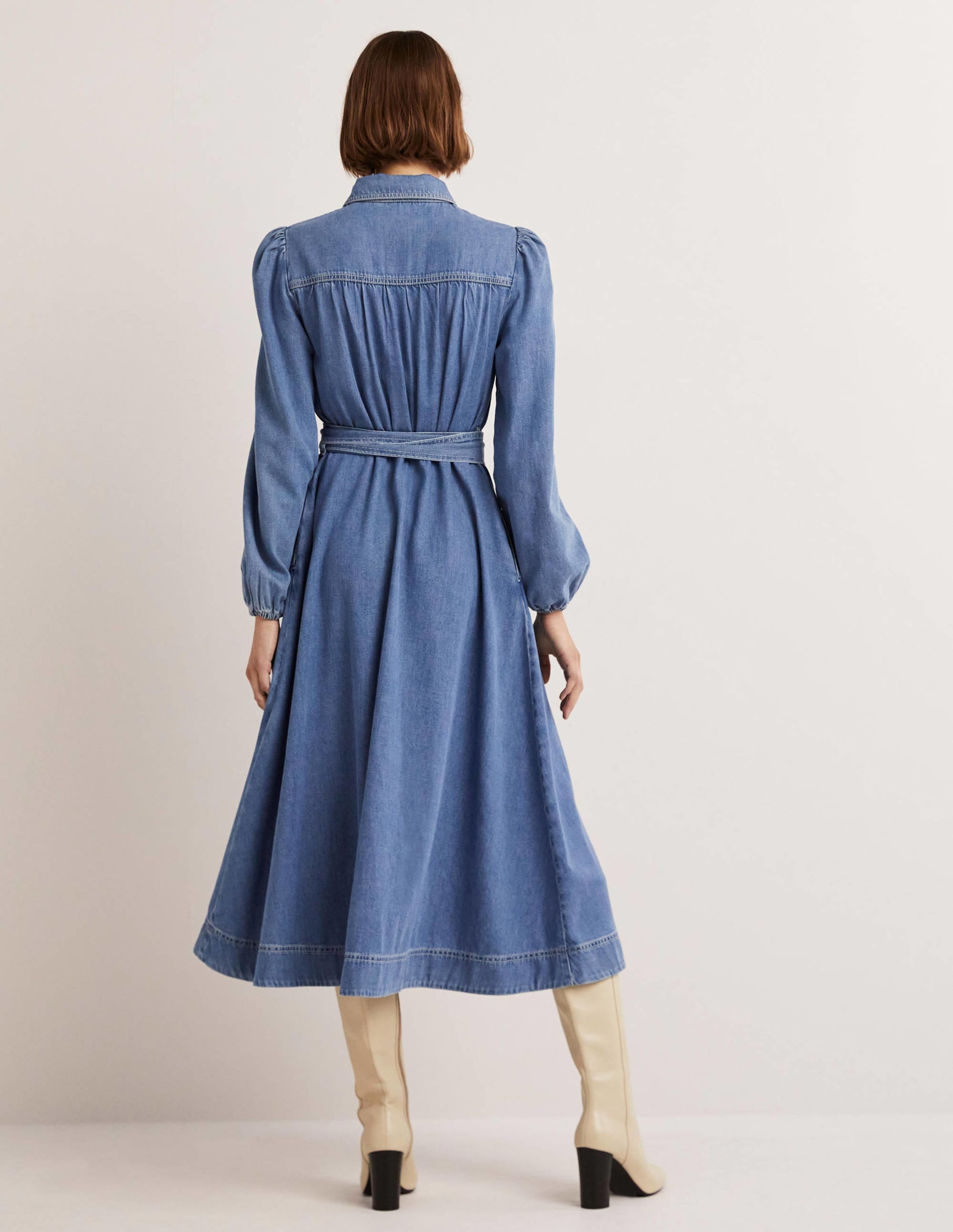 Robe-chemise midi en jean-Denim clair - Image 4