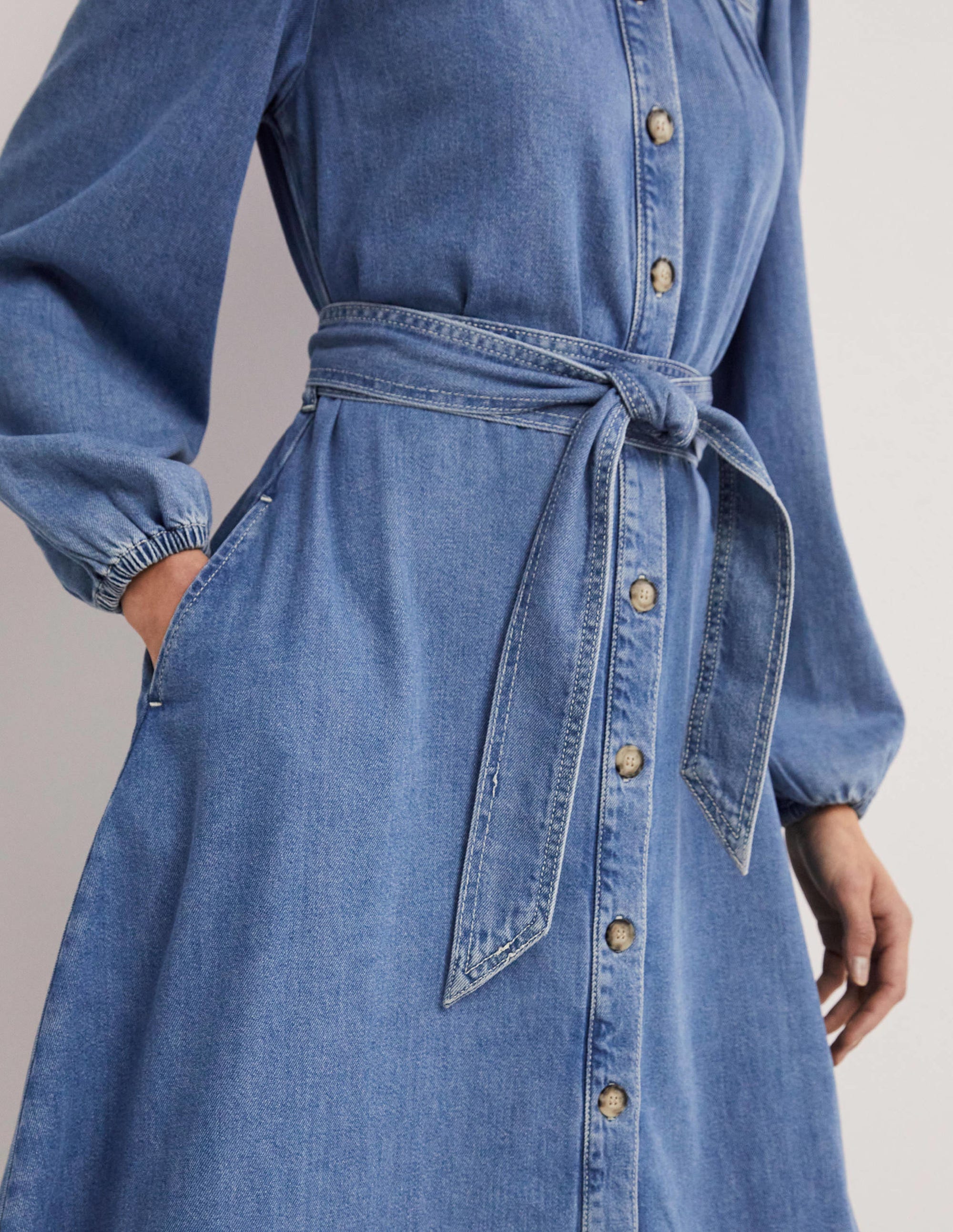 Robe-chemise midi en jean-Denim clair - Image 5