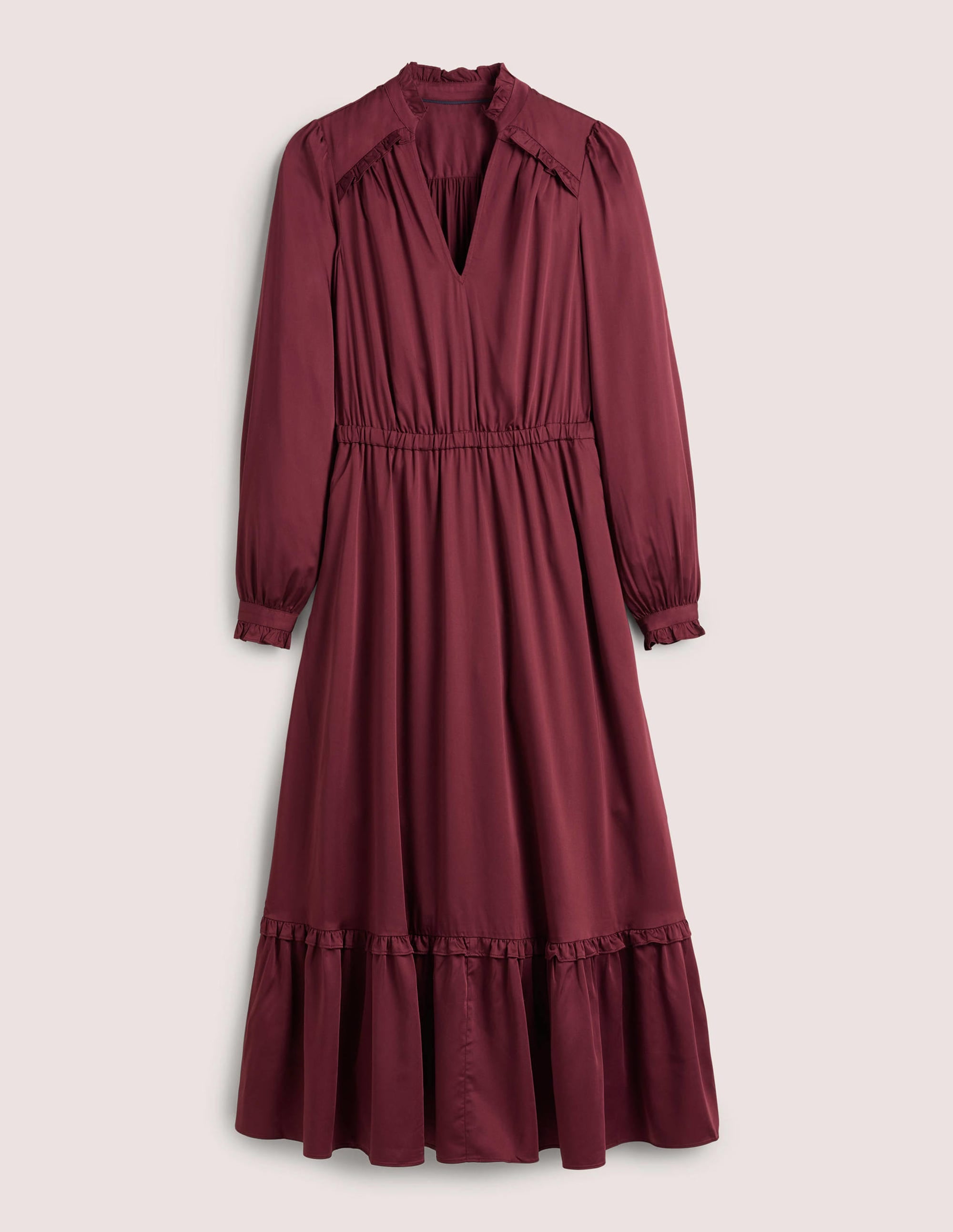 Satin-Midikleid mit Plisseefalten-Glühweinrot - Image 7