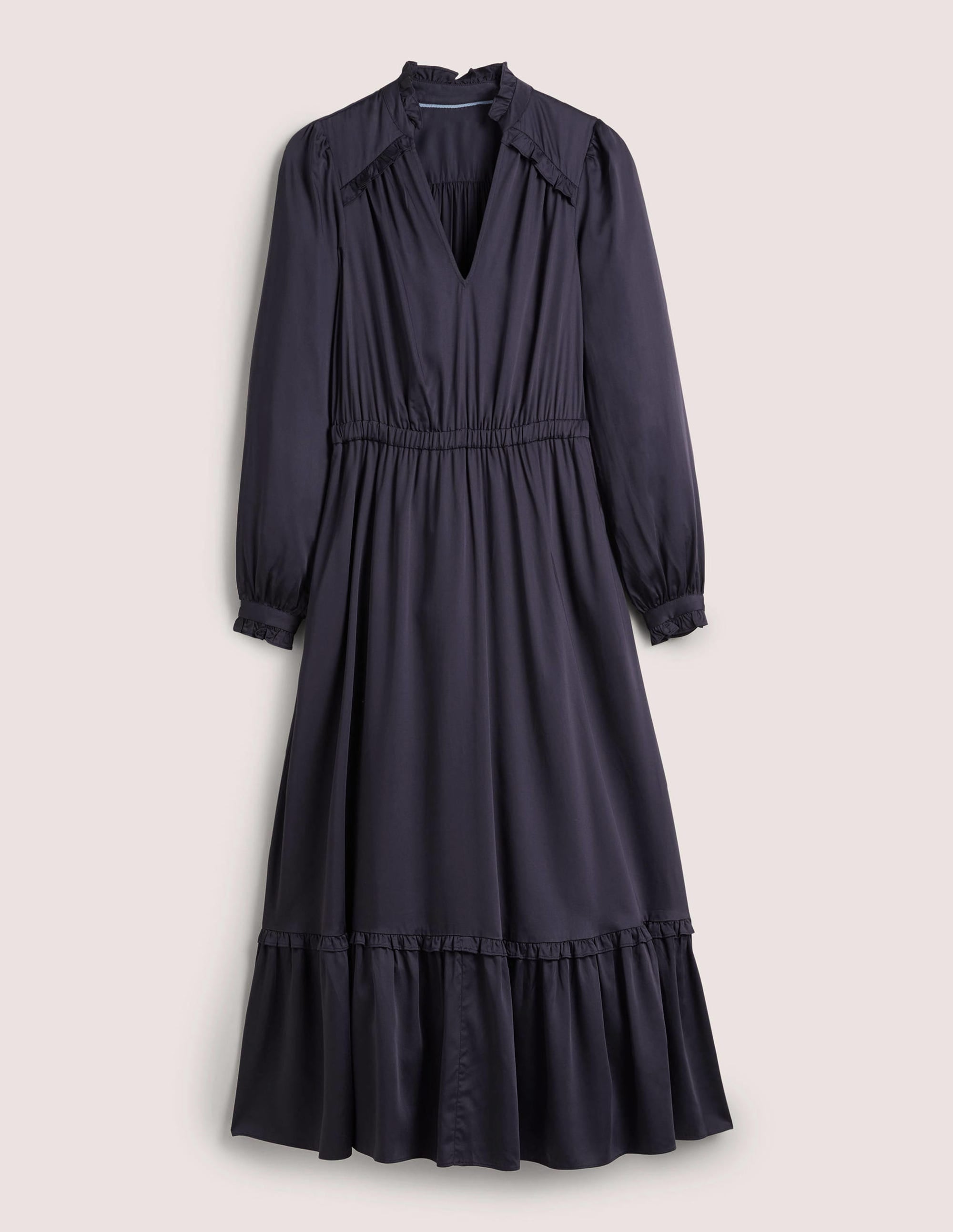 Satin-Midikleid mit Plisseefalten-Marineblau - Image 7