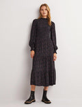 Smocked Tiered Midi Dress-Navy, Prairie Garden