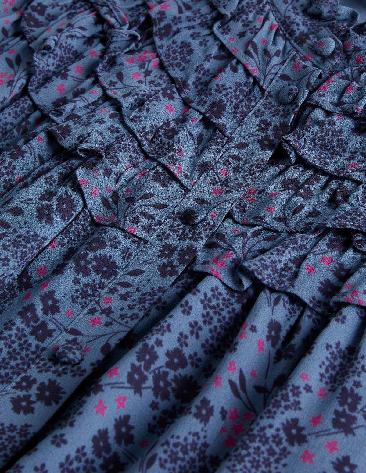 Midi-Hemdblusenkleid mit gerüschter Passe-Mittelblau, Präriegarten - Image 6