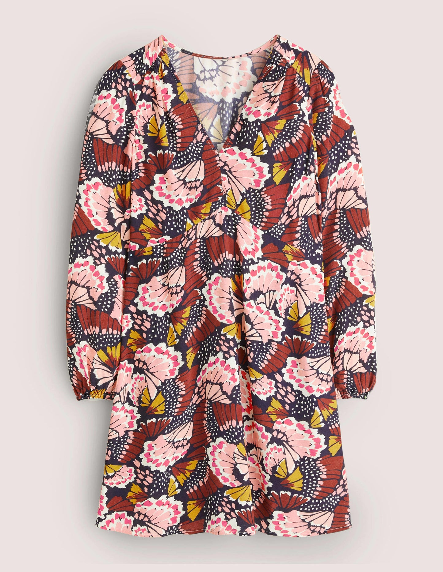 Kleid mit V-Ausschnitt-Bunt, Blütenmuster