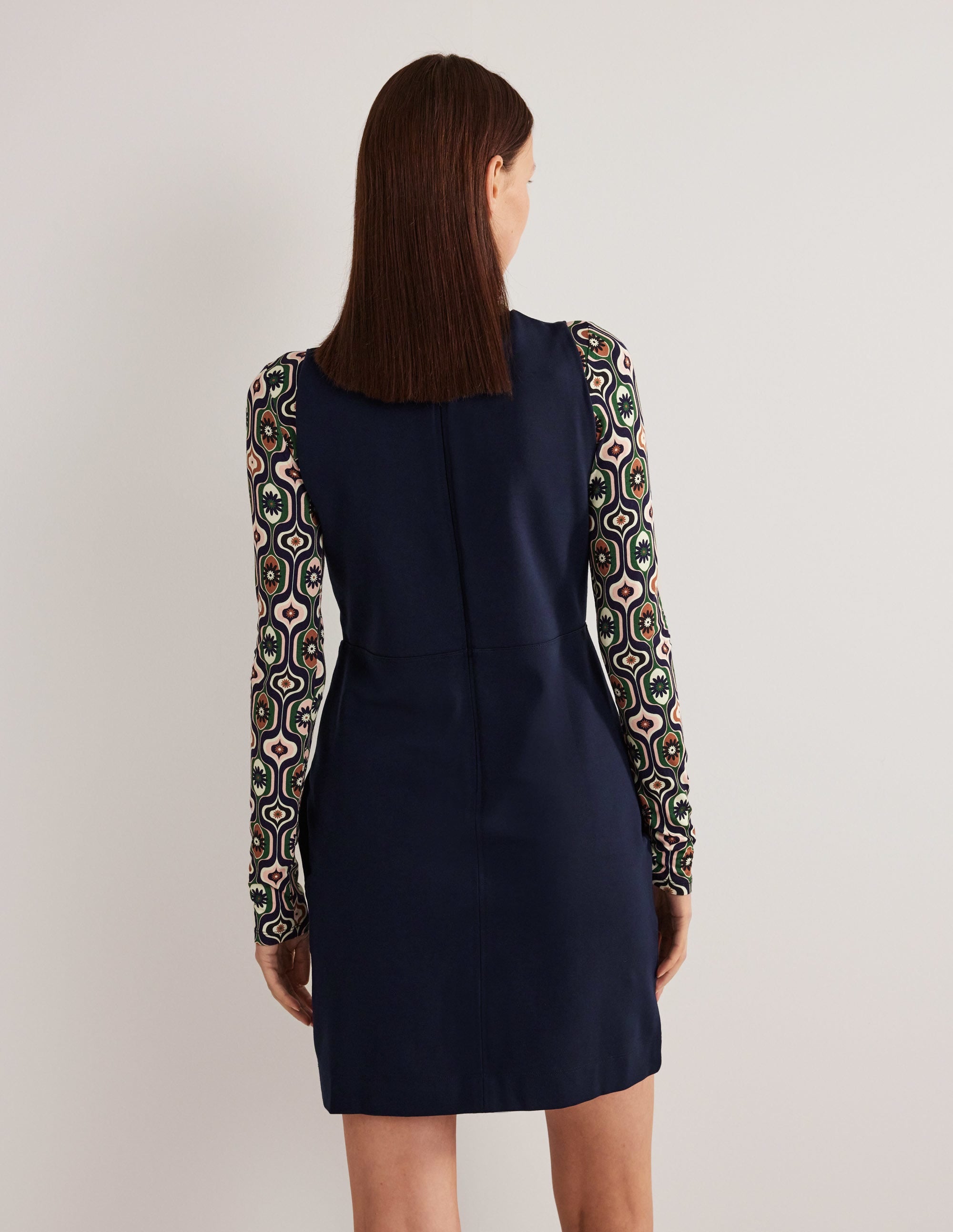 Mini-robe fourreau en jersey-Bleu marine - Image 2