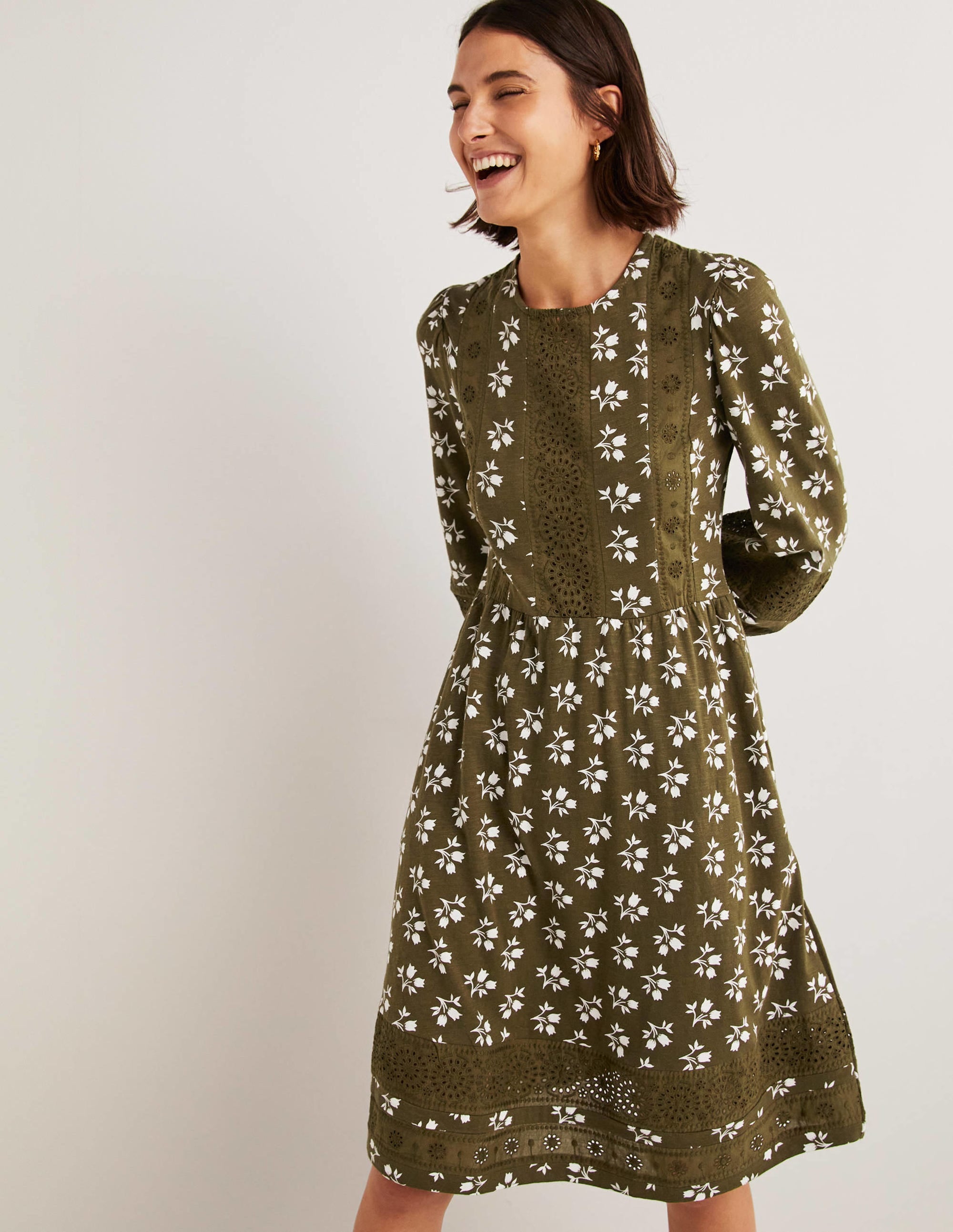 Robe ornementée en jersey-Basilic, motif Bouquet Bud - Image 5