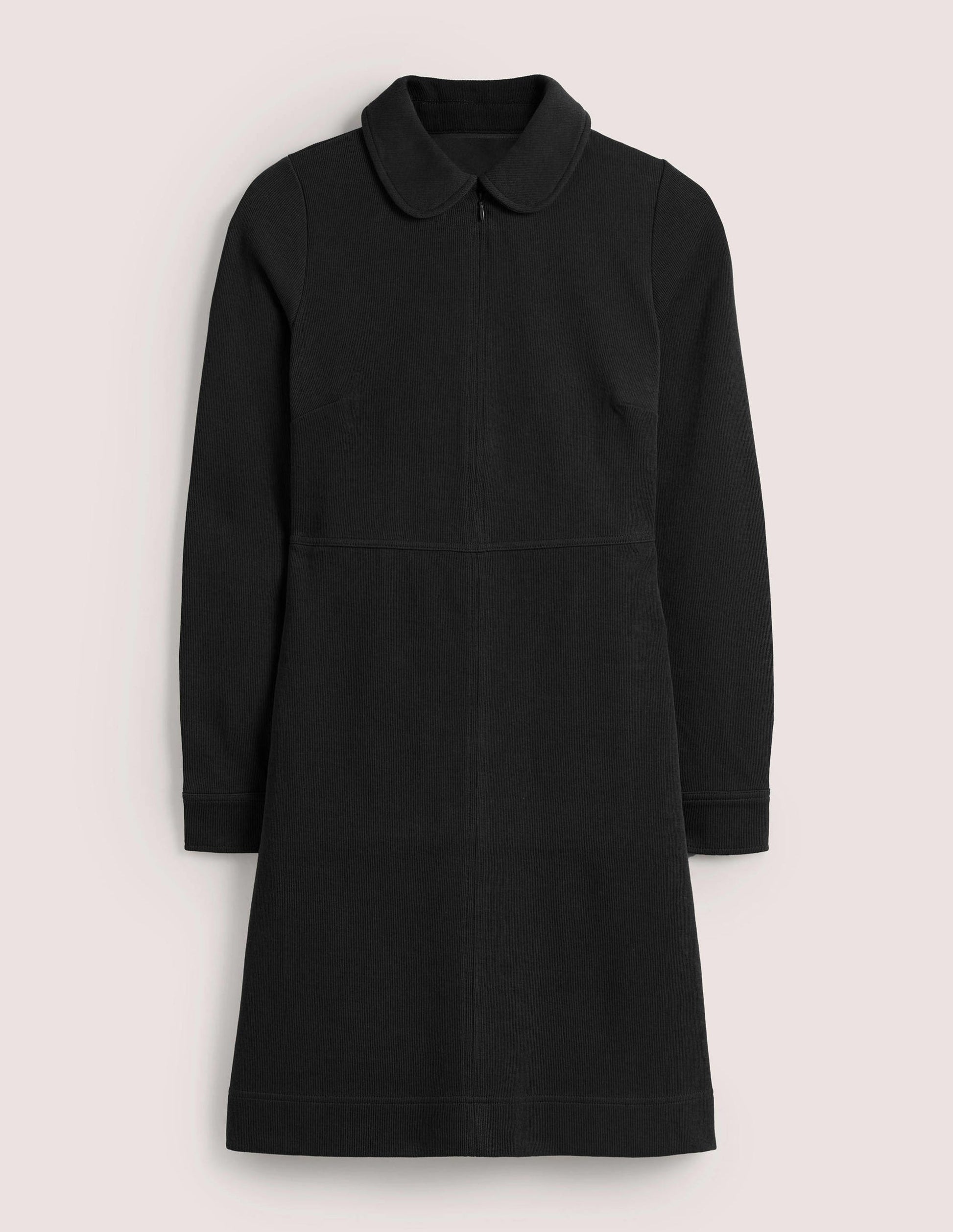 Robe fourreau en jersey zippée sur le devant-Noir-6