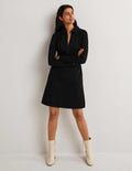 Robe fourreau en jersey zippée sur le devant-Noir
