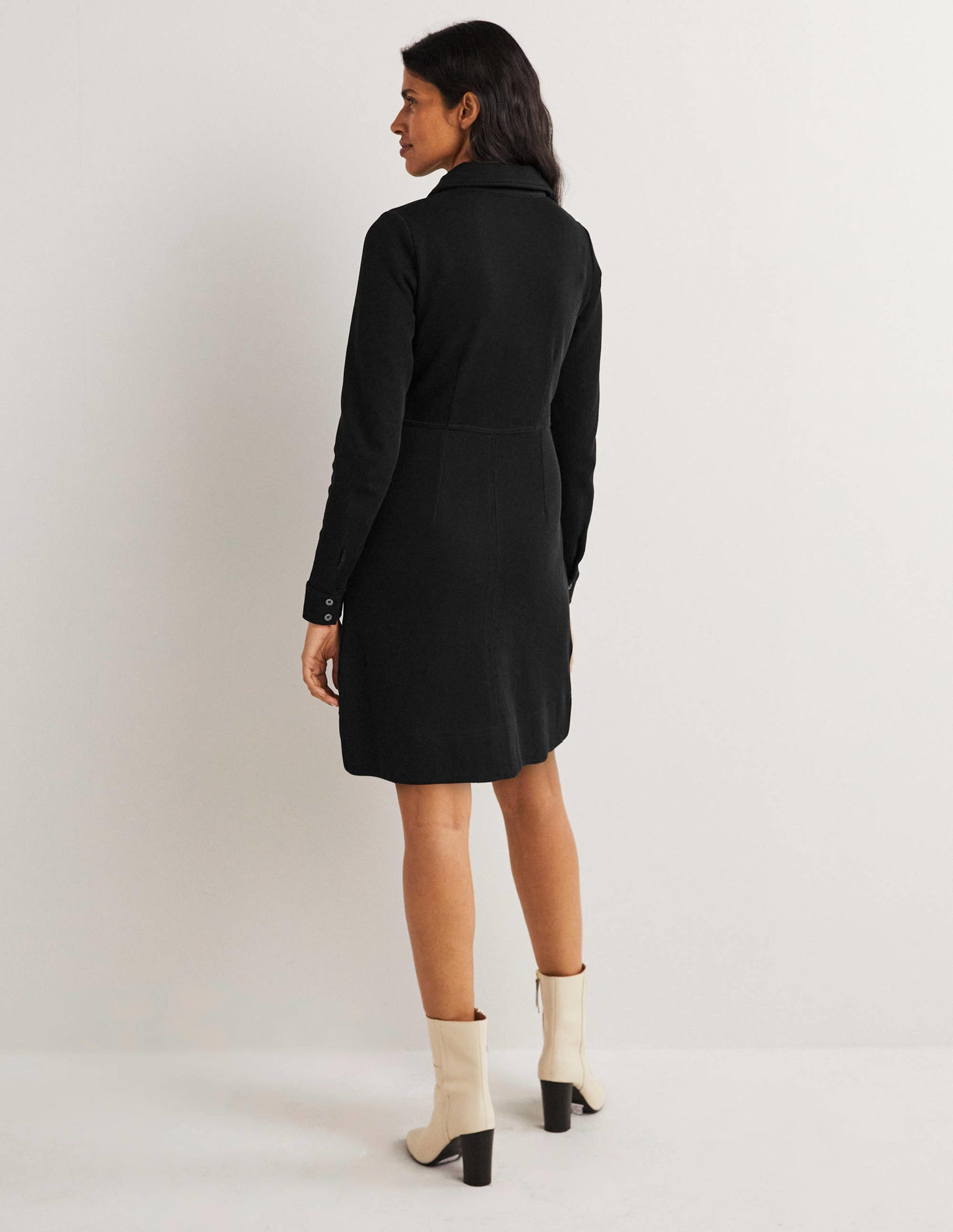 Robe fourreau en jersey zippée sur le devant-Noir-3