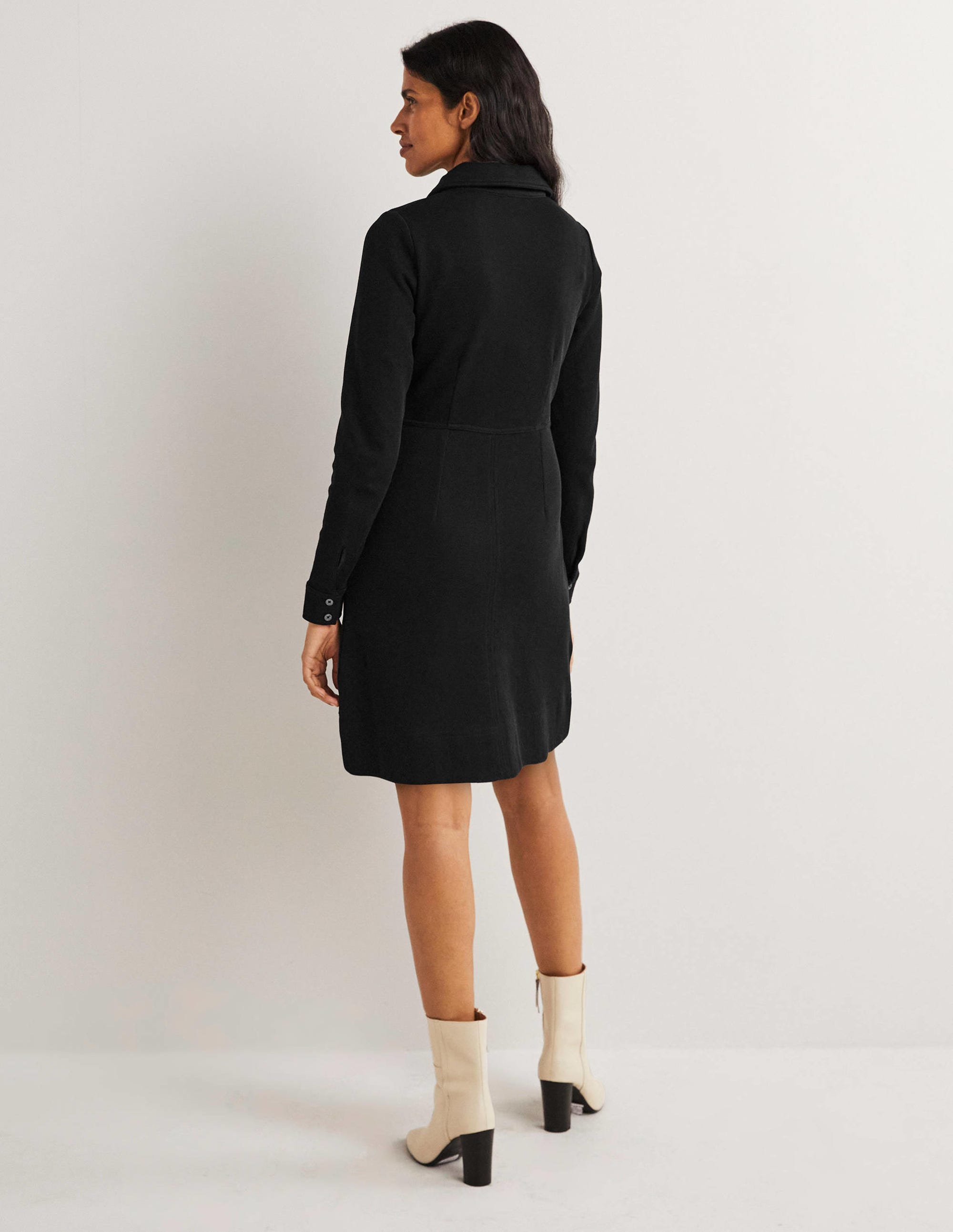 Robe fourreau en jersey zippée sur le devant-Noir - Image 3