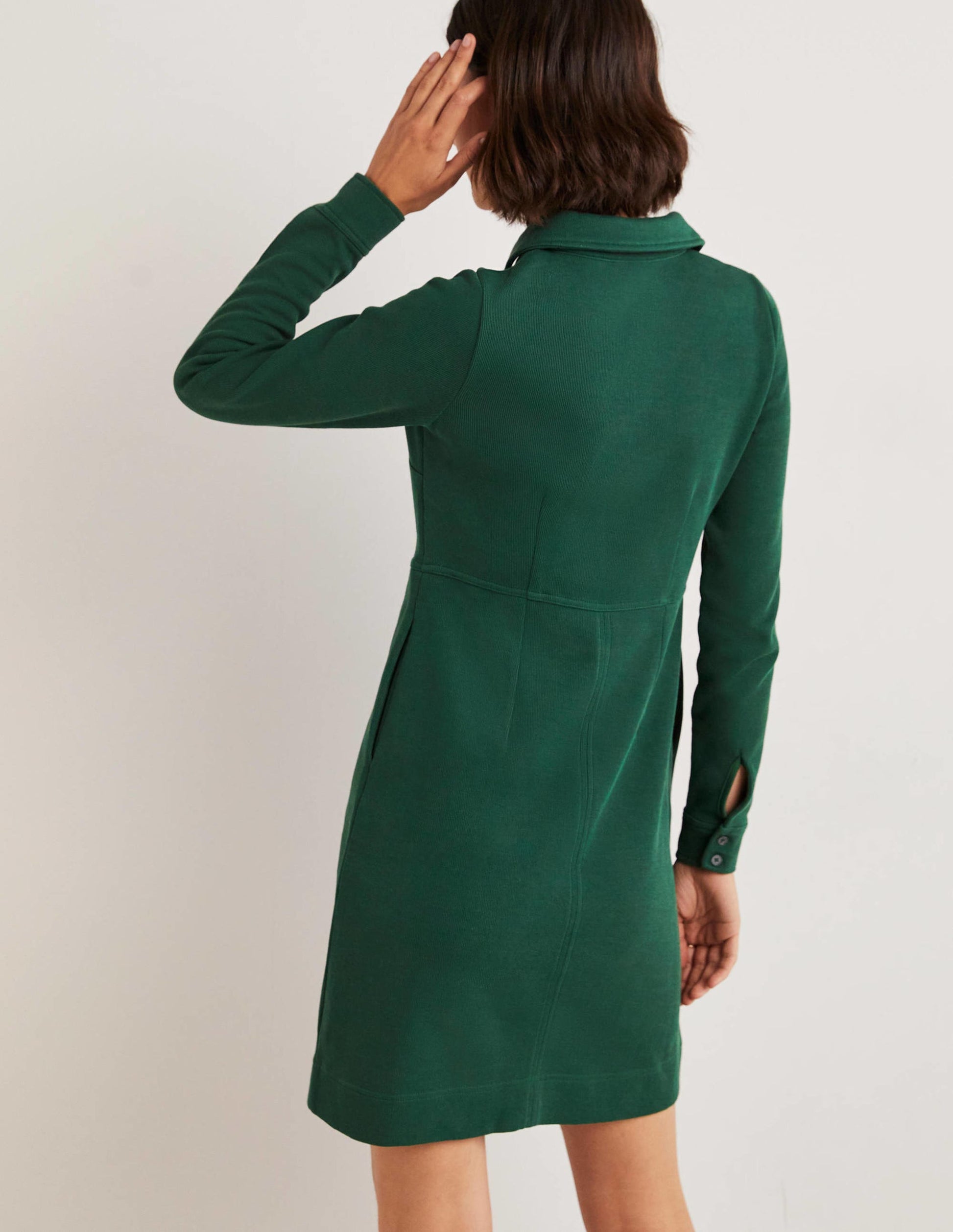 Robe fourreau en jersey zippée sur le devant-Vert chasseur-3