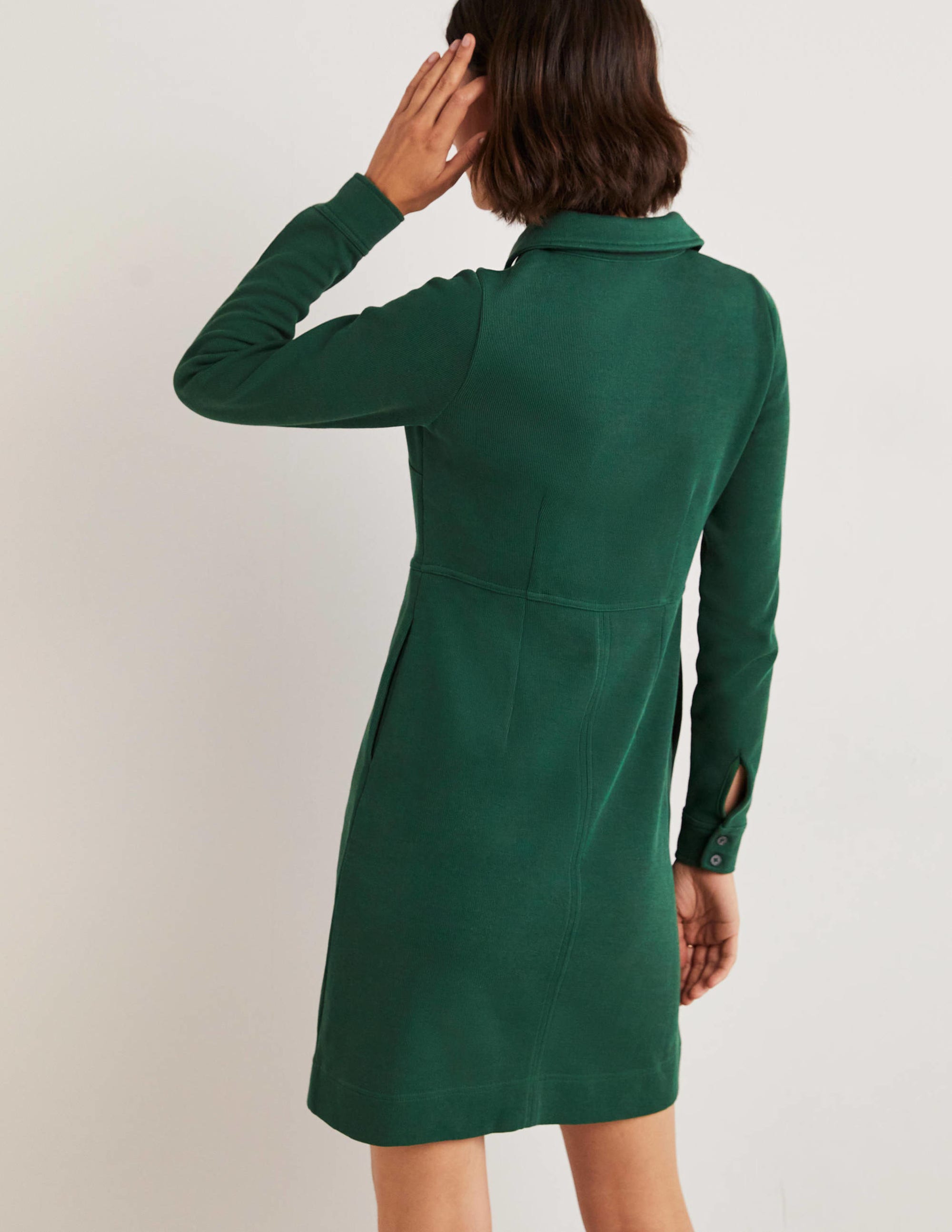 Robe fourreau en jersey zippée sur le devant-Vert chasseur - Image 3