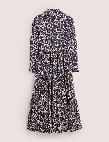 Tiered Jersey Maxi Shirt Dress-Milkshake, Abstract Bud-5