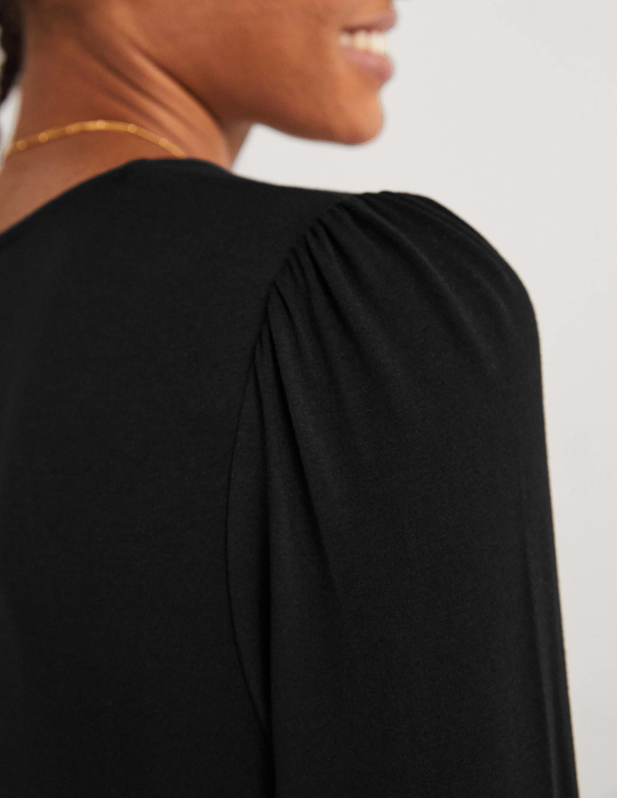 Robe midi col rond en jersey-Noir - Image 3