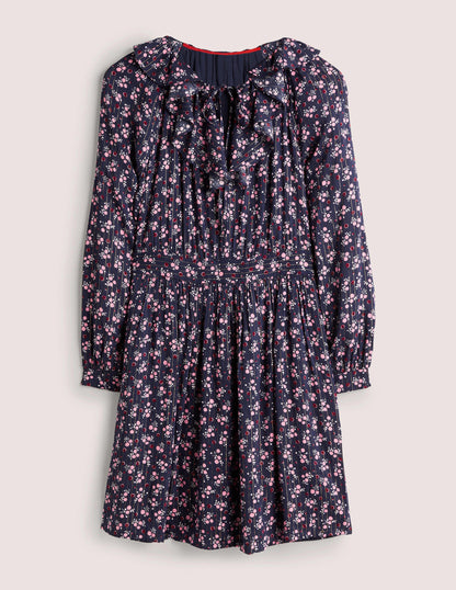 Metallisches Kleid mit Rüschen-Navy, Beerenzweig-5