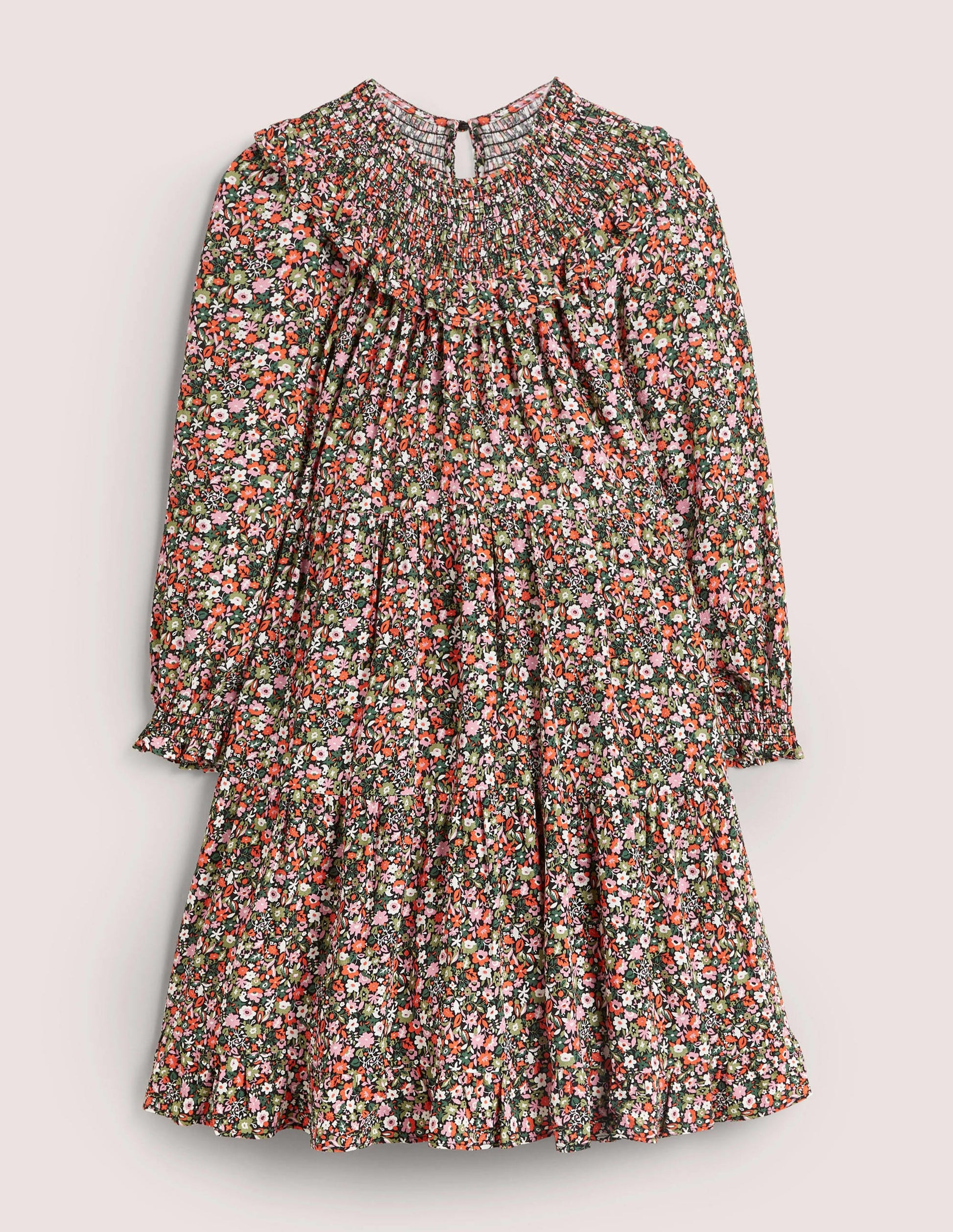 Smocked Yoke Tiered Dress-Multi, Floret Meadow-6