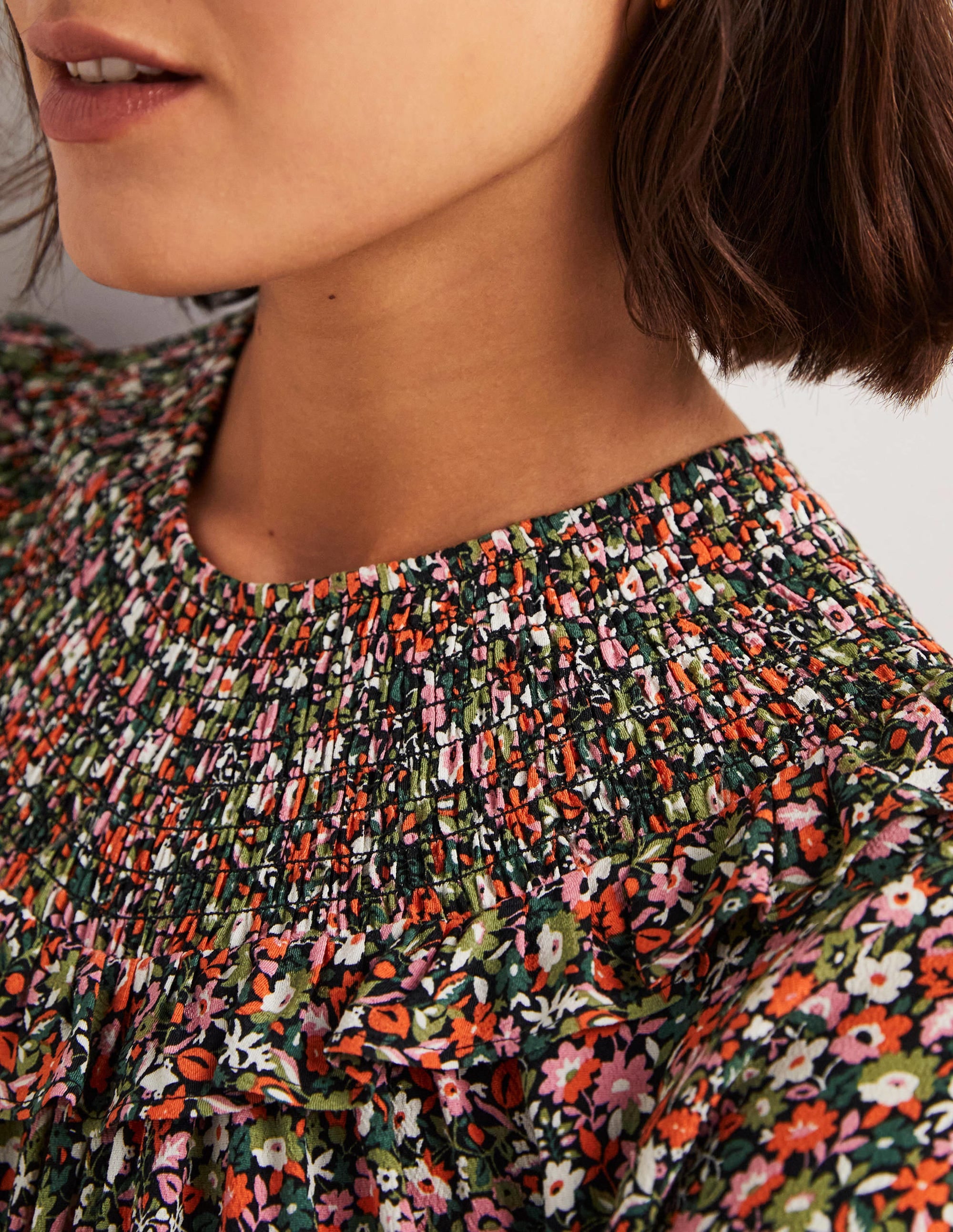 Smocked Yoke Tiered Dress-Multi, Floret Meadow - Image 2