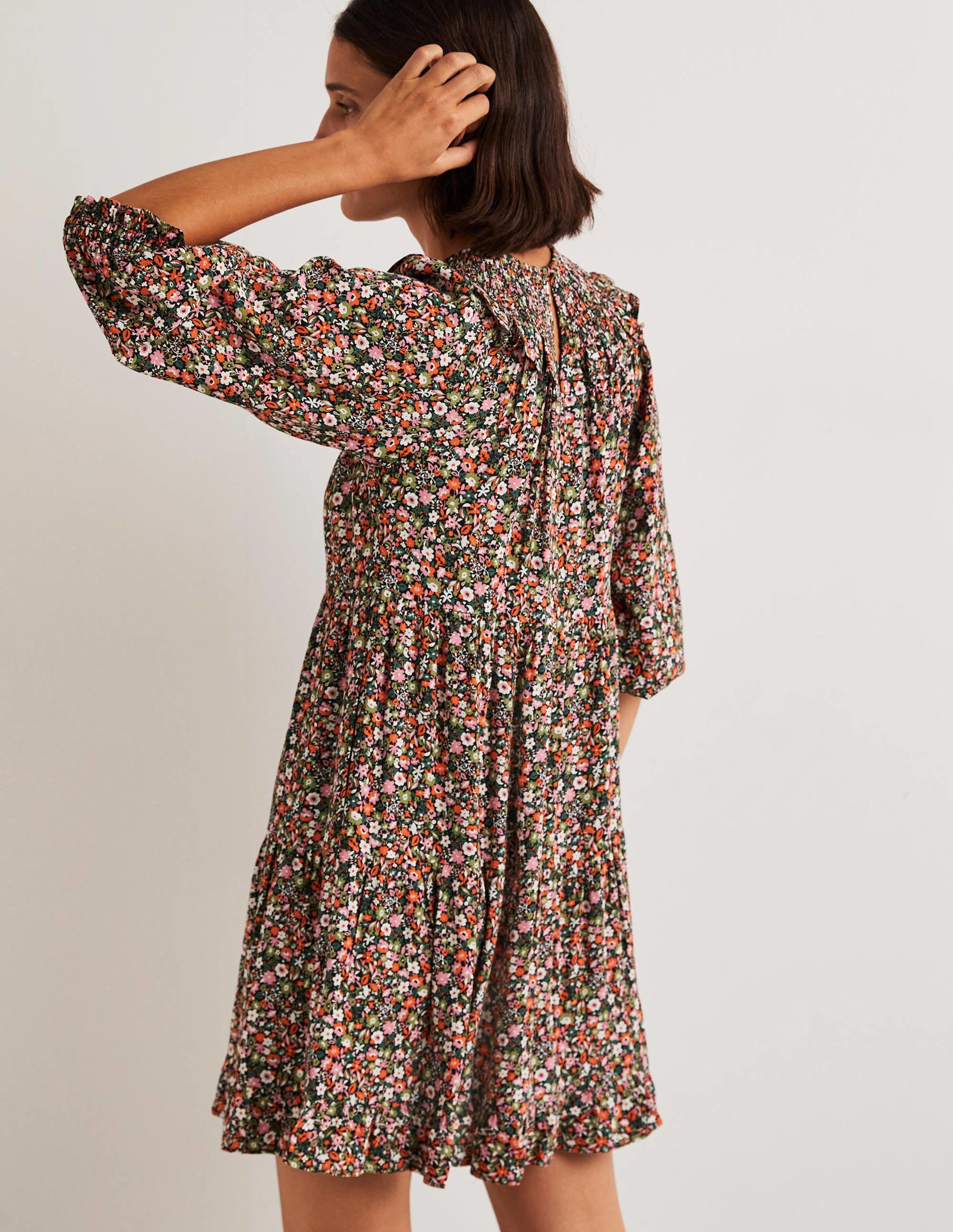 Smocked Yoke Tiered Dress-Multi, Floret Meadow - Image 3