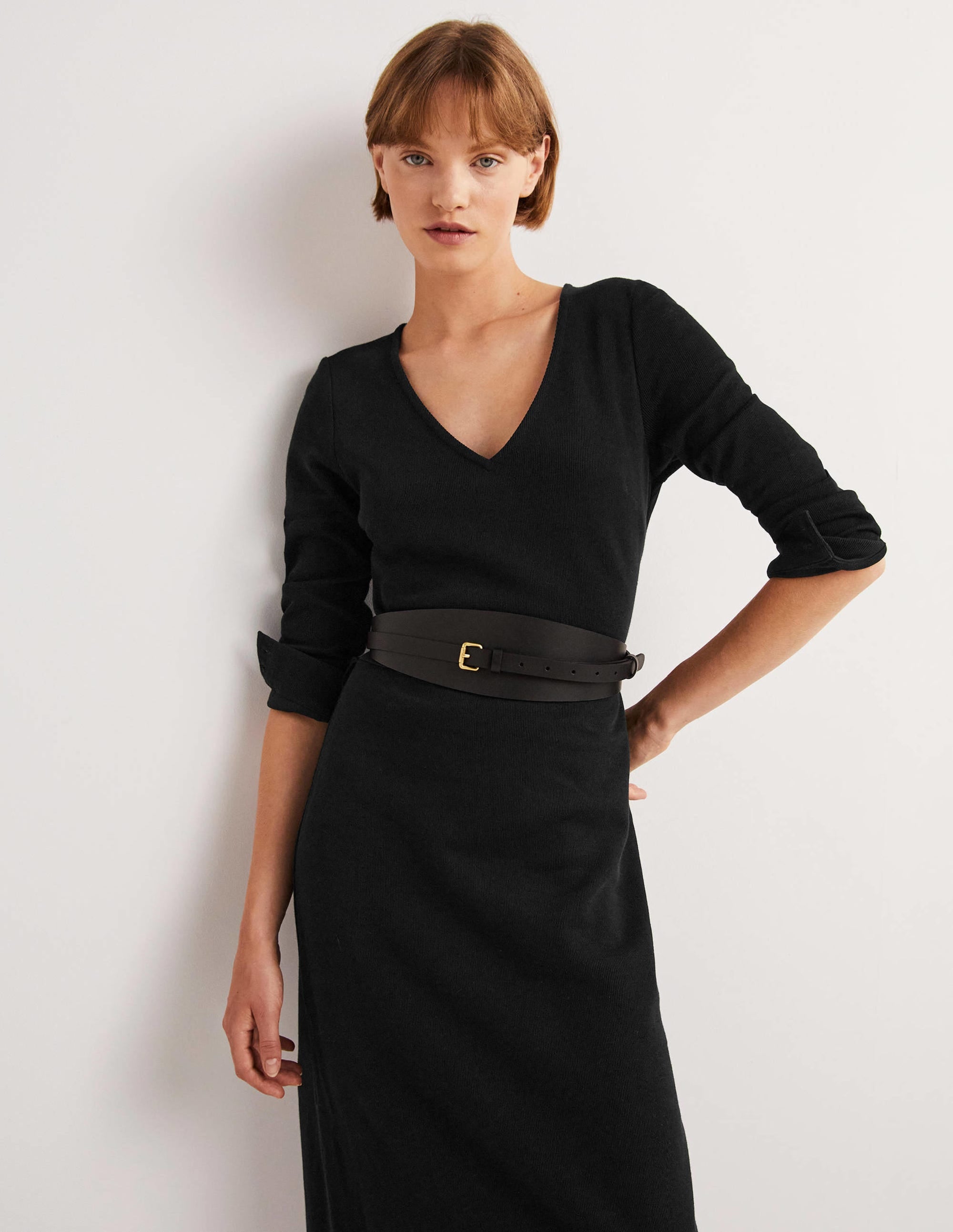 Säulen-Midikleid aus Jersey-Schwarz - Image 4