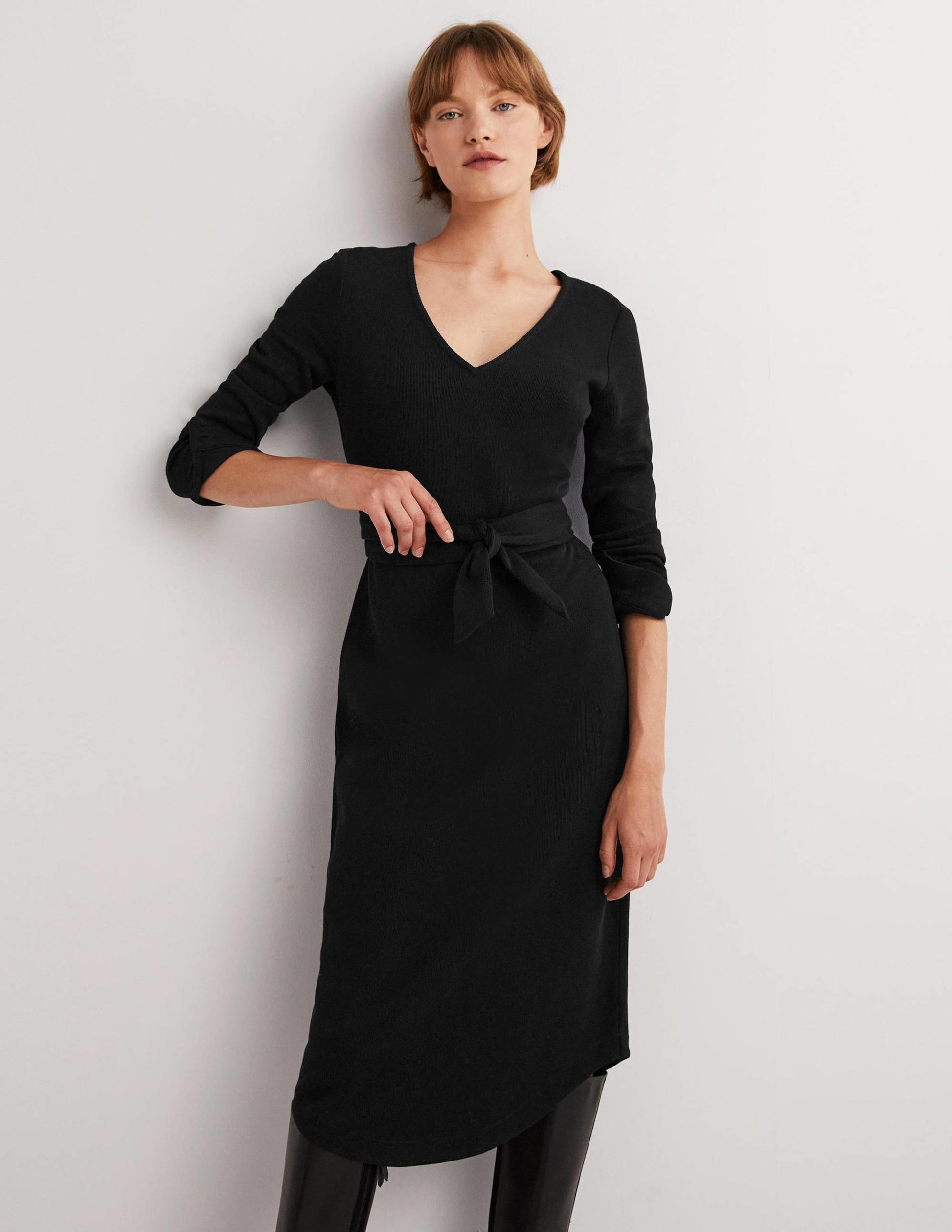 Säulen-Midikleid aus Jersey-Schwarz-5