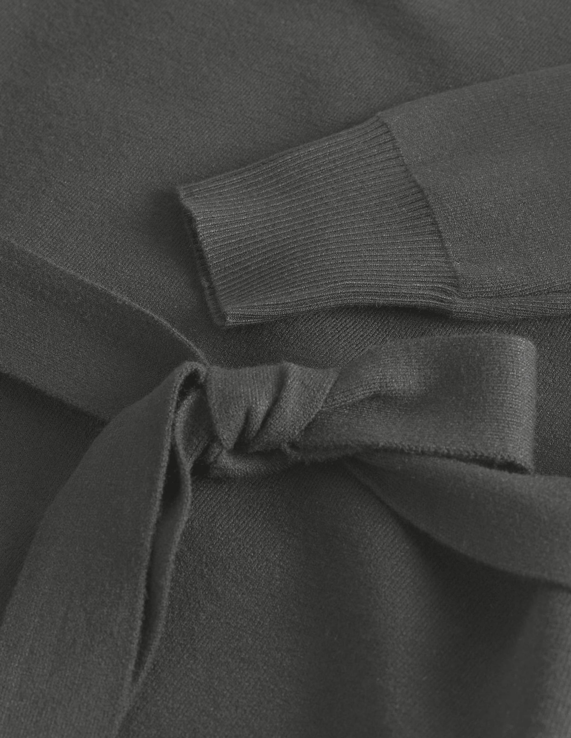Robe fourreau à col montant en maille-Noir - Image 6