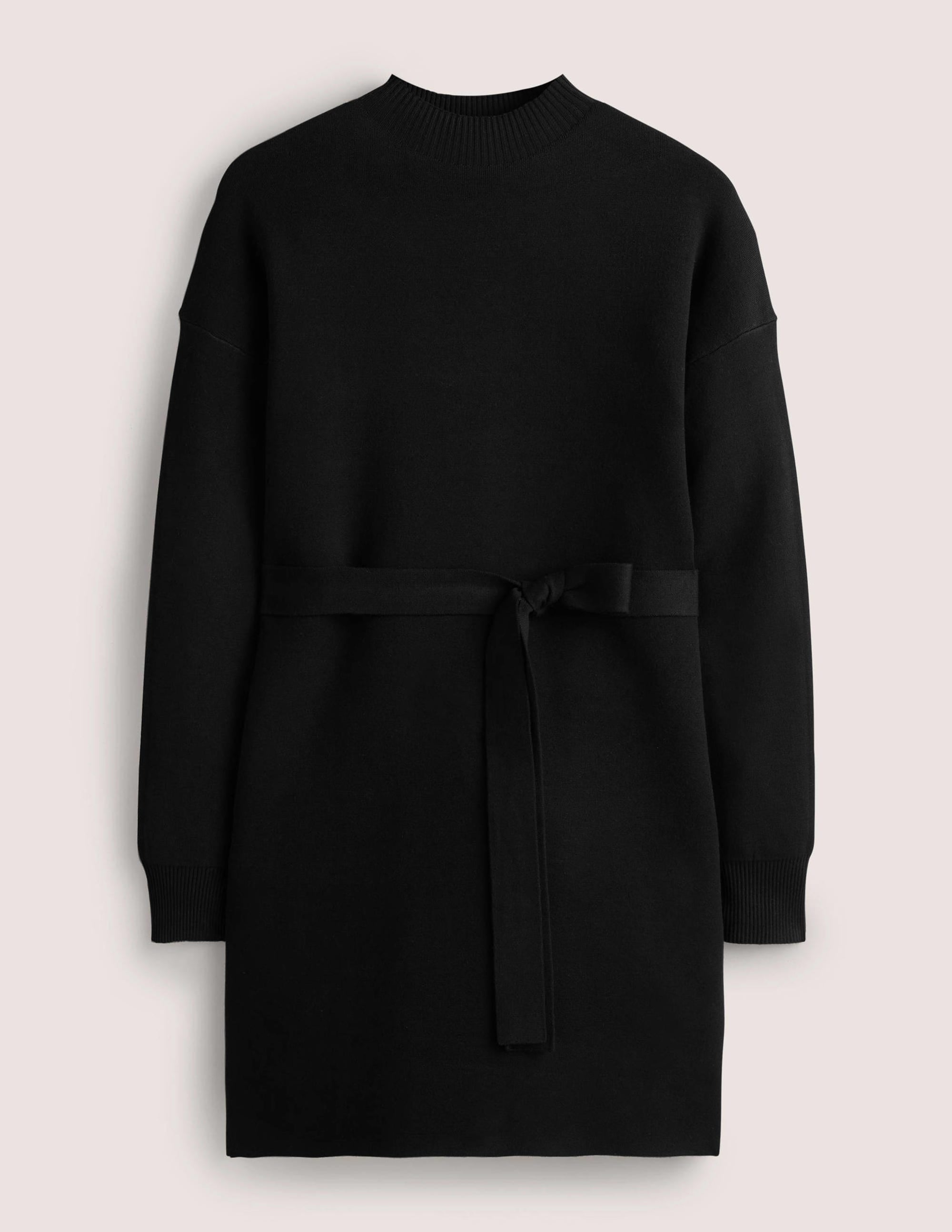 Robe fourreau à col montant en maille-Noir - Image 7