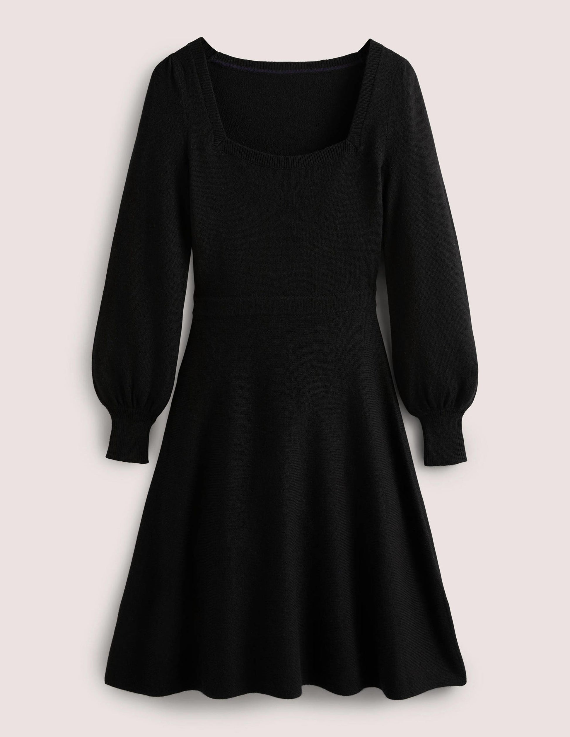 Robe col carré en maille-Noir-6