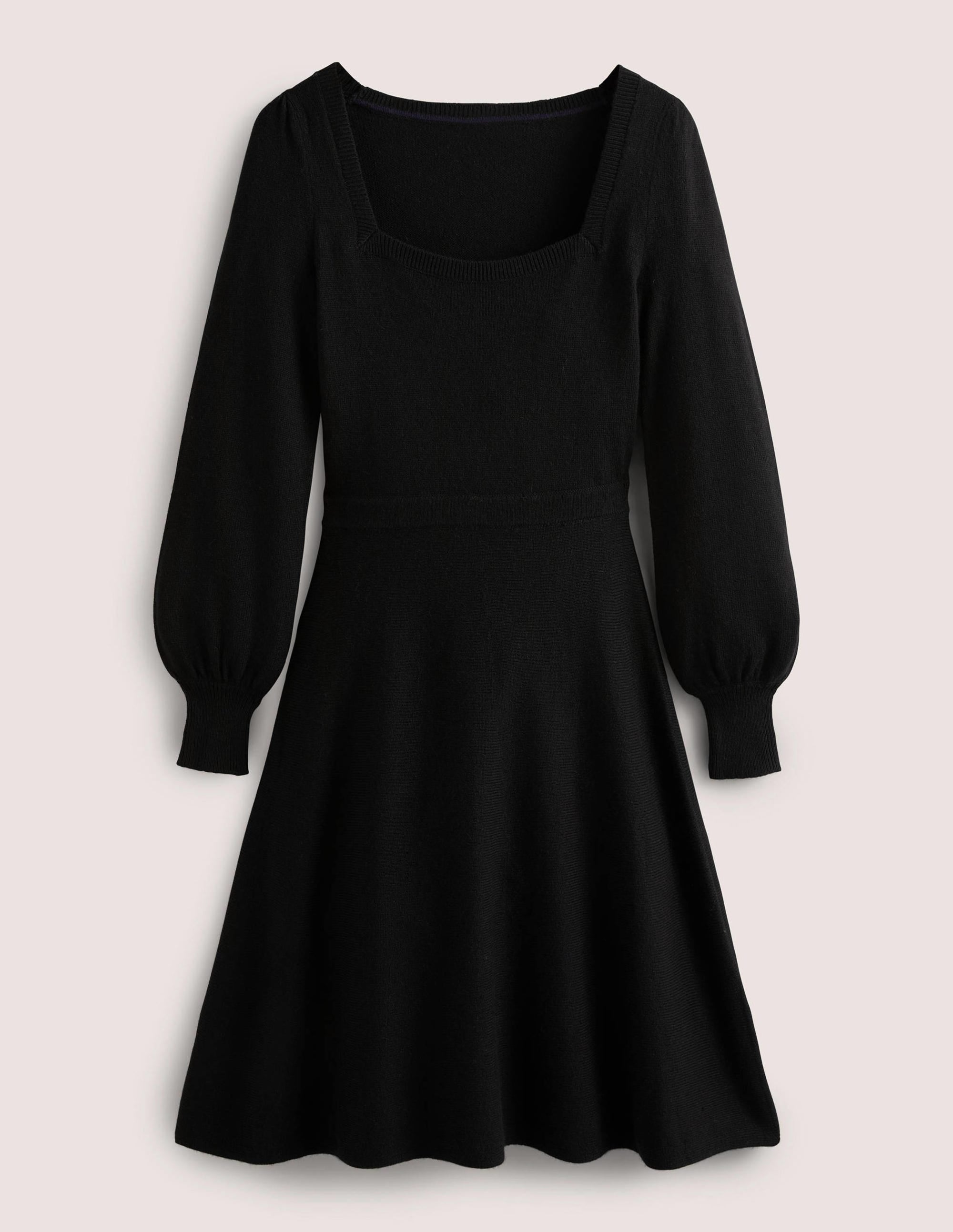 Robe col carré en maille-Noir - Image 6