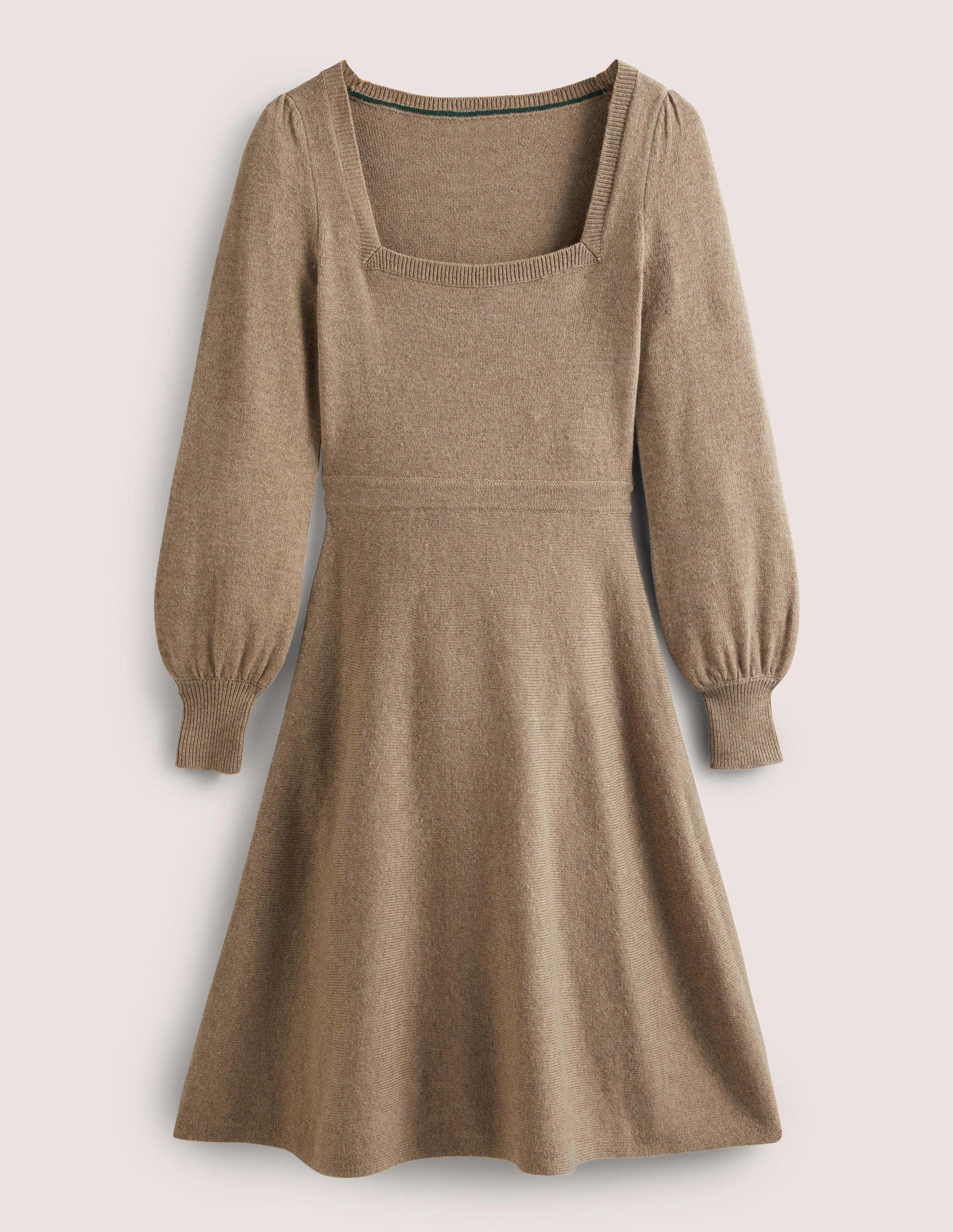 Square Neck Knitted Dress-Dark Mink Melange - Image 5