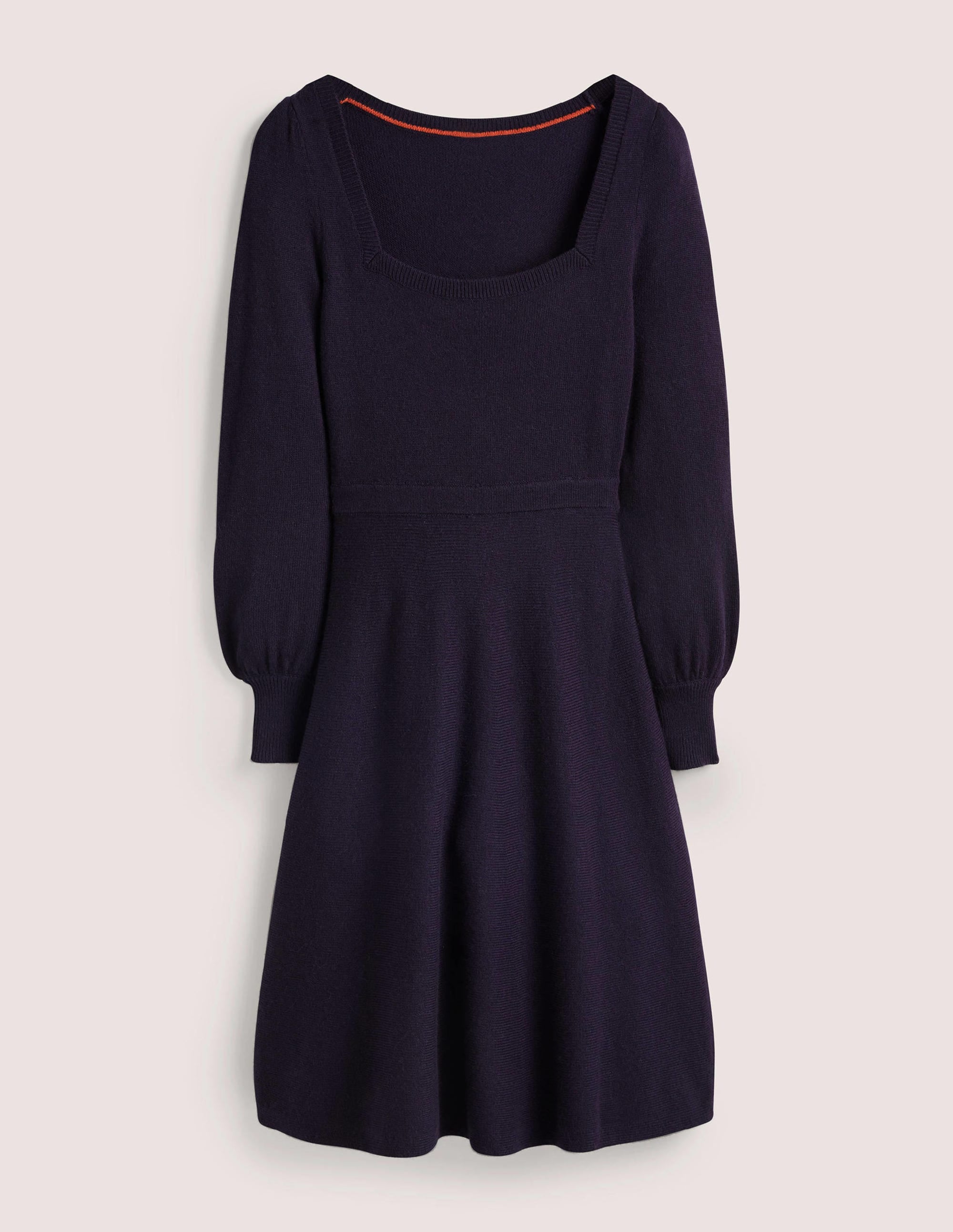 Strickkleid mit eckigem Ausschnitt-Marineblau - Image 6