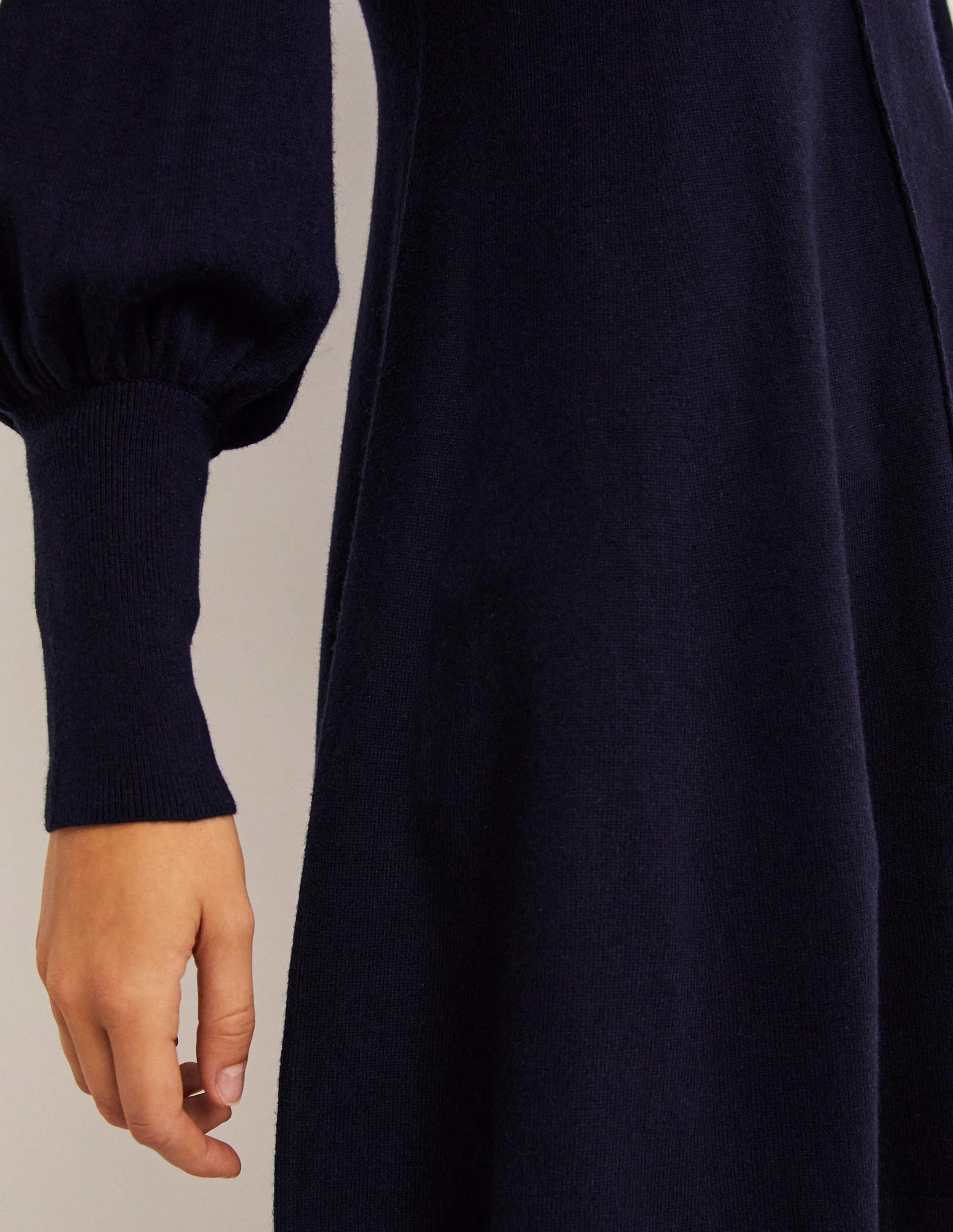 Mini-Strickkleid mit Ärmeldetail-Marineblau-2