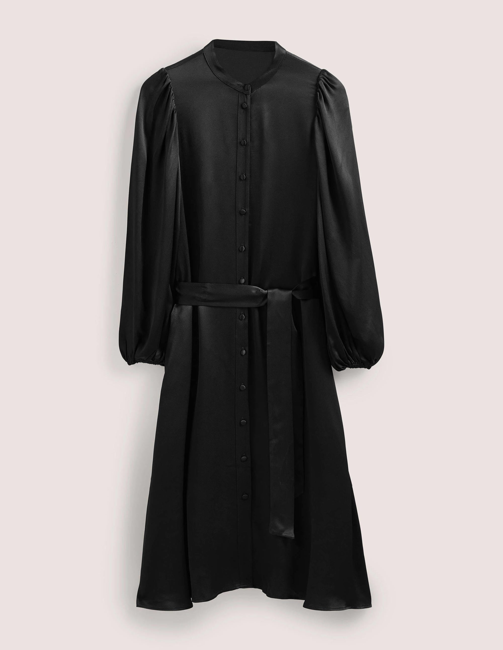 Midi-Hemdblusenkleid aus Satin-Schwarz - Image 6