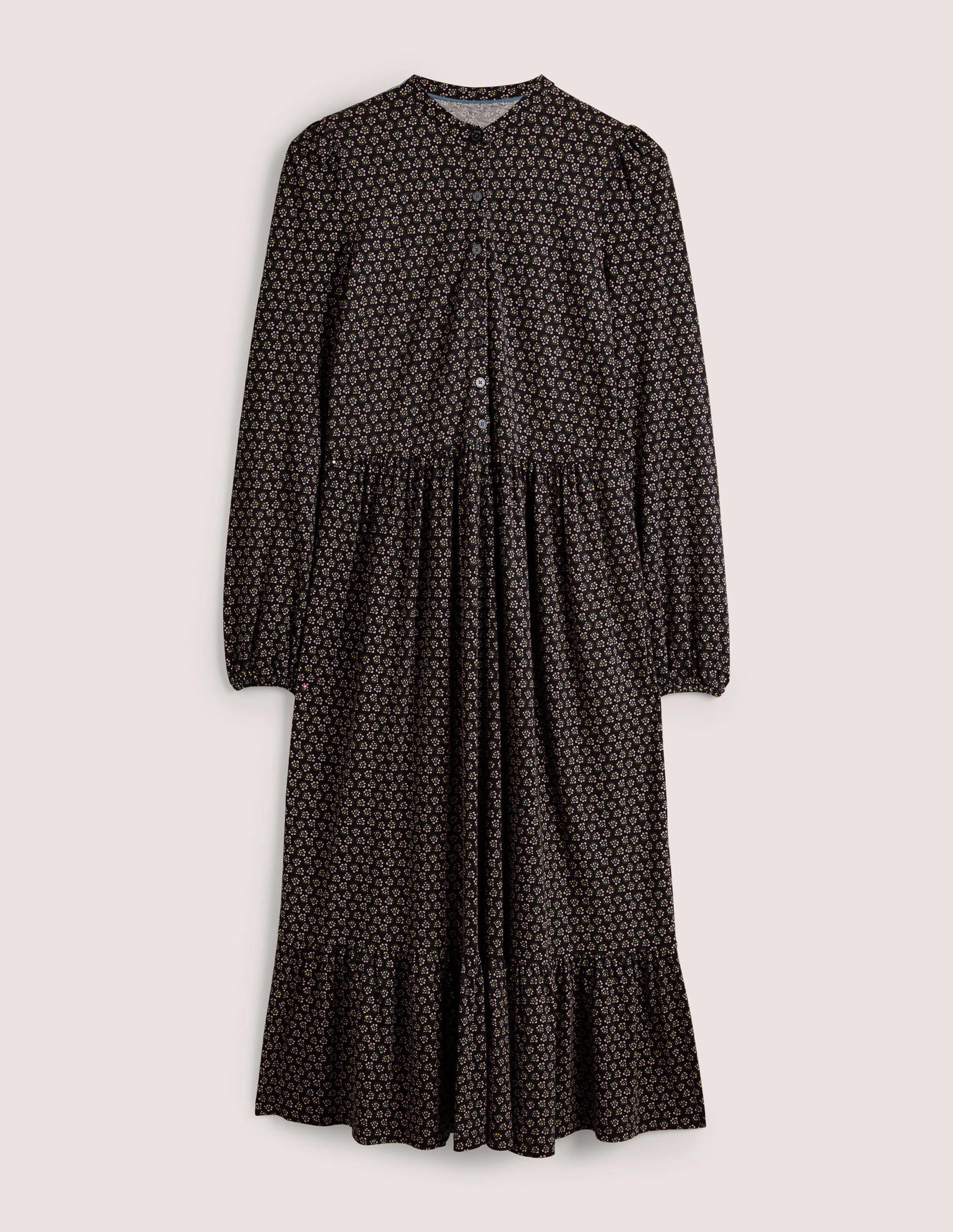 Robe midi boutonnée en jersey-Noir, motif Diamond Bud - Image 6