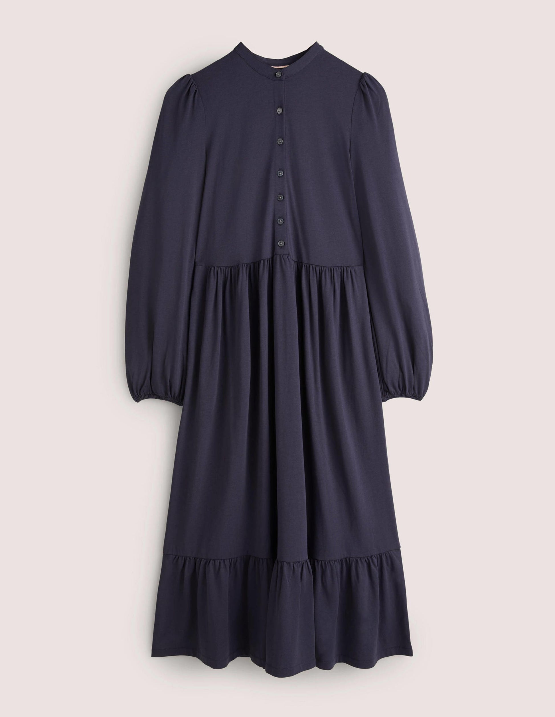 Midikleid aus Jersey mit Knopfleiste-Marineblau-5