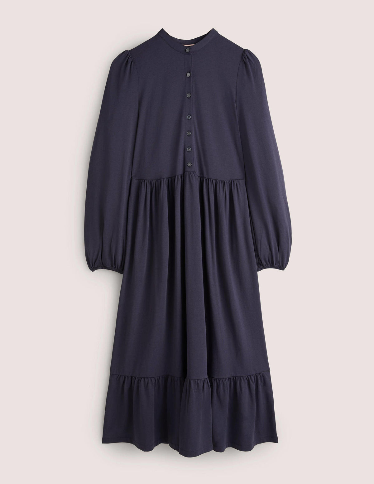 Midikleid aus Jersey mit Knopfleiste-Marineblau - Image 5