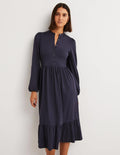 Midikleid aus Jersey mit Knopfleiste-Marineblau