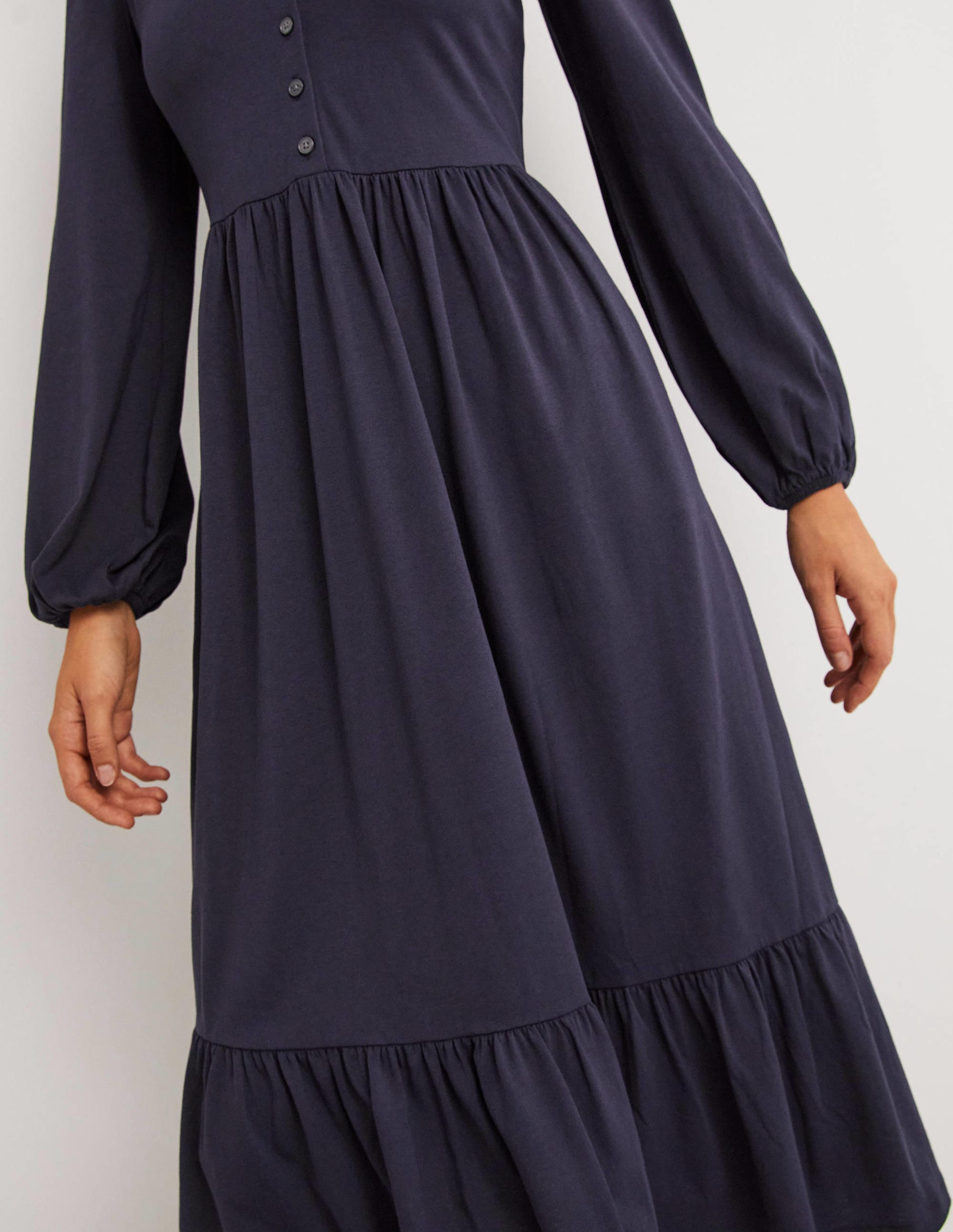 Midikleid aus Jersey mit Knopfleiste-Marineblau - Image 2