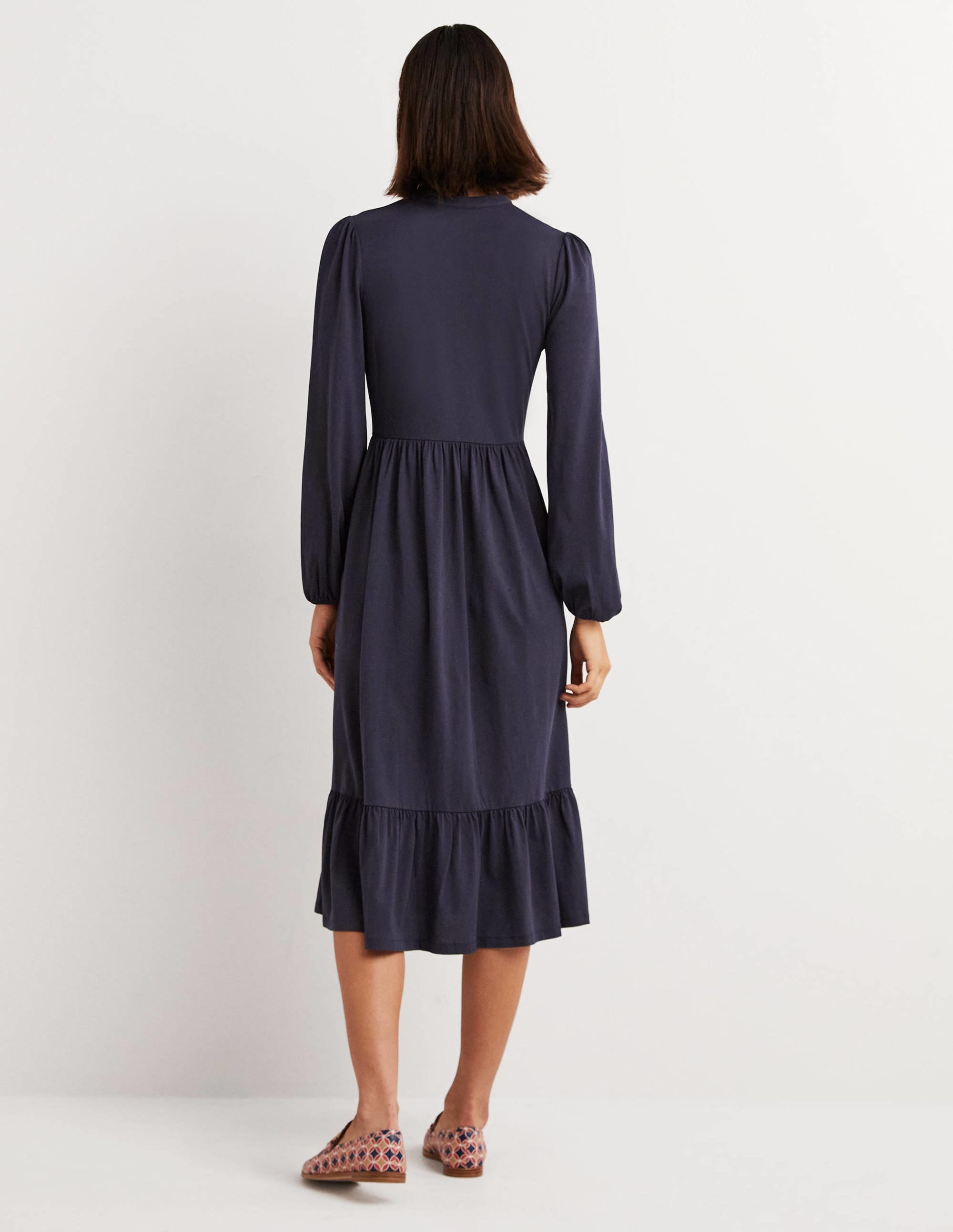 Midikleid aus Jersey mit Knopfleiste-Marineblau - Image 3