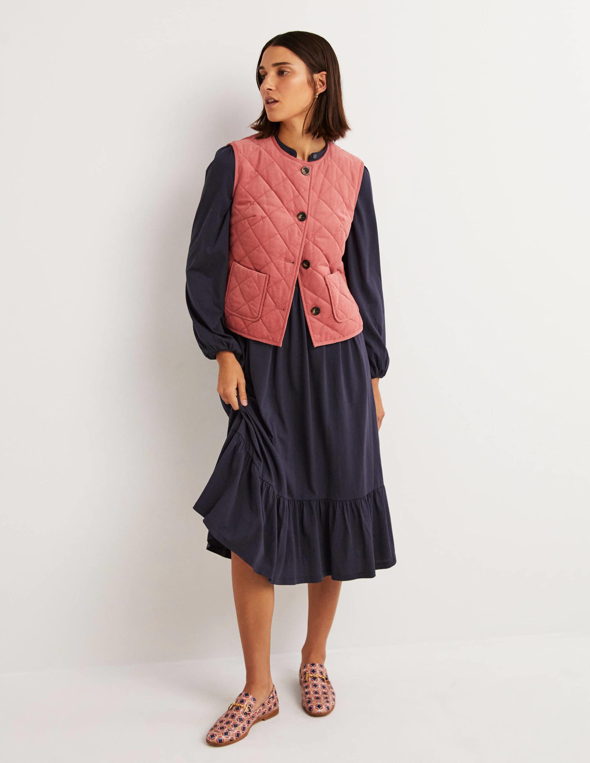 Midikleid aus Jersey mit Knopfleiste-Marineblau - Image 4