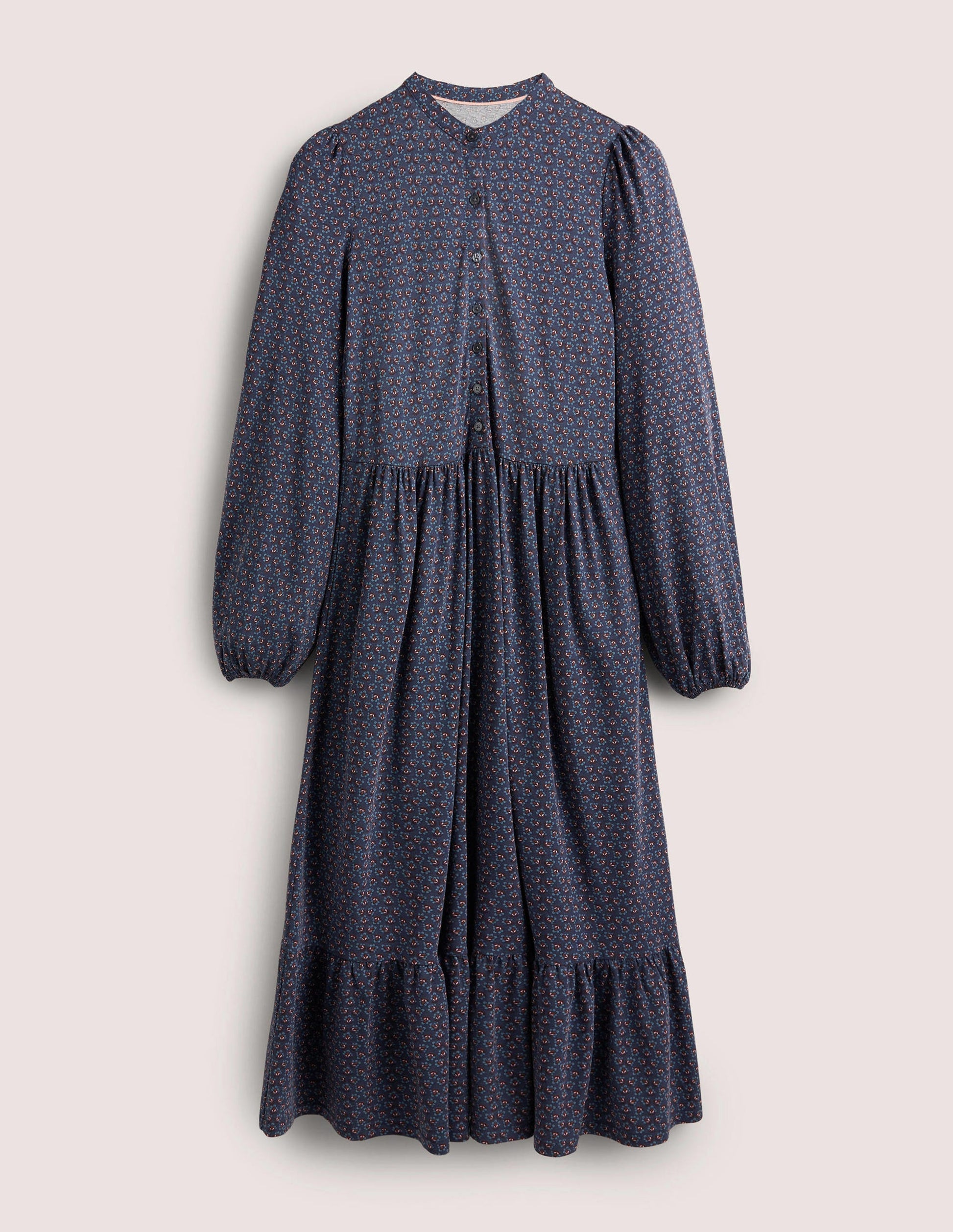 Midikleid aus Jersey mit Knopfleiste-Navy, Diamantknospen-5