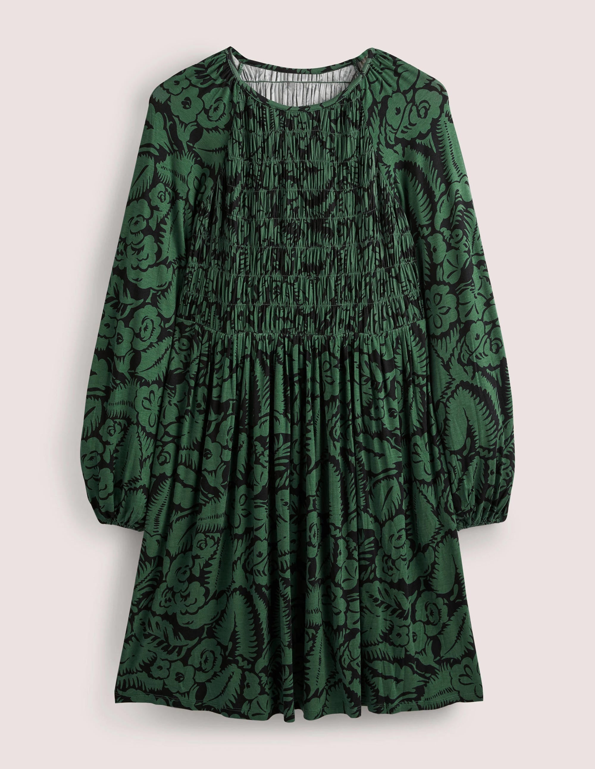 Jerseykleid mit gesmoktem Oberteil-Grün, Abstrakter Garten - Image 6