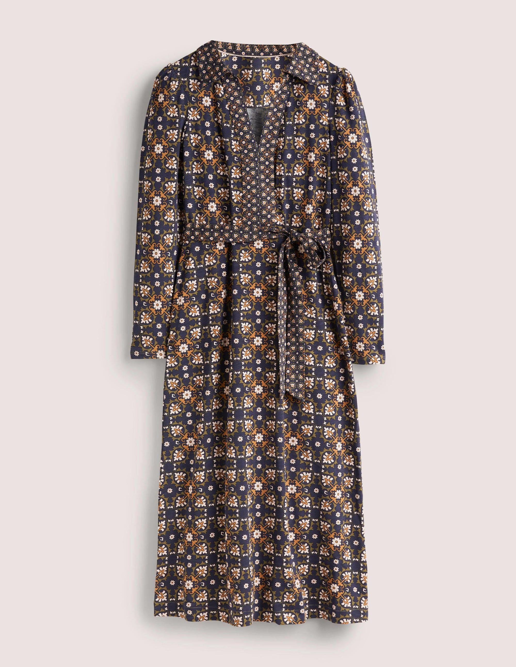 Robe-chemise midi en jersey-Basilic, motif Bloom Tile - Image 6