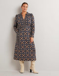 Robe-chemise midi en jersey-Basilic, motif Bloom Tile