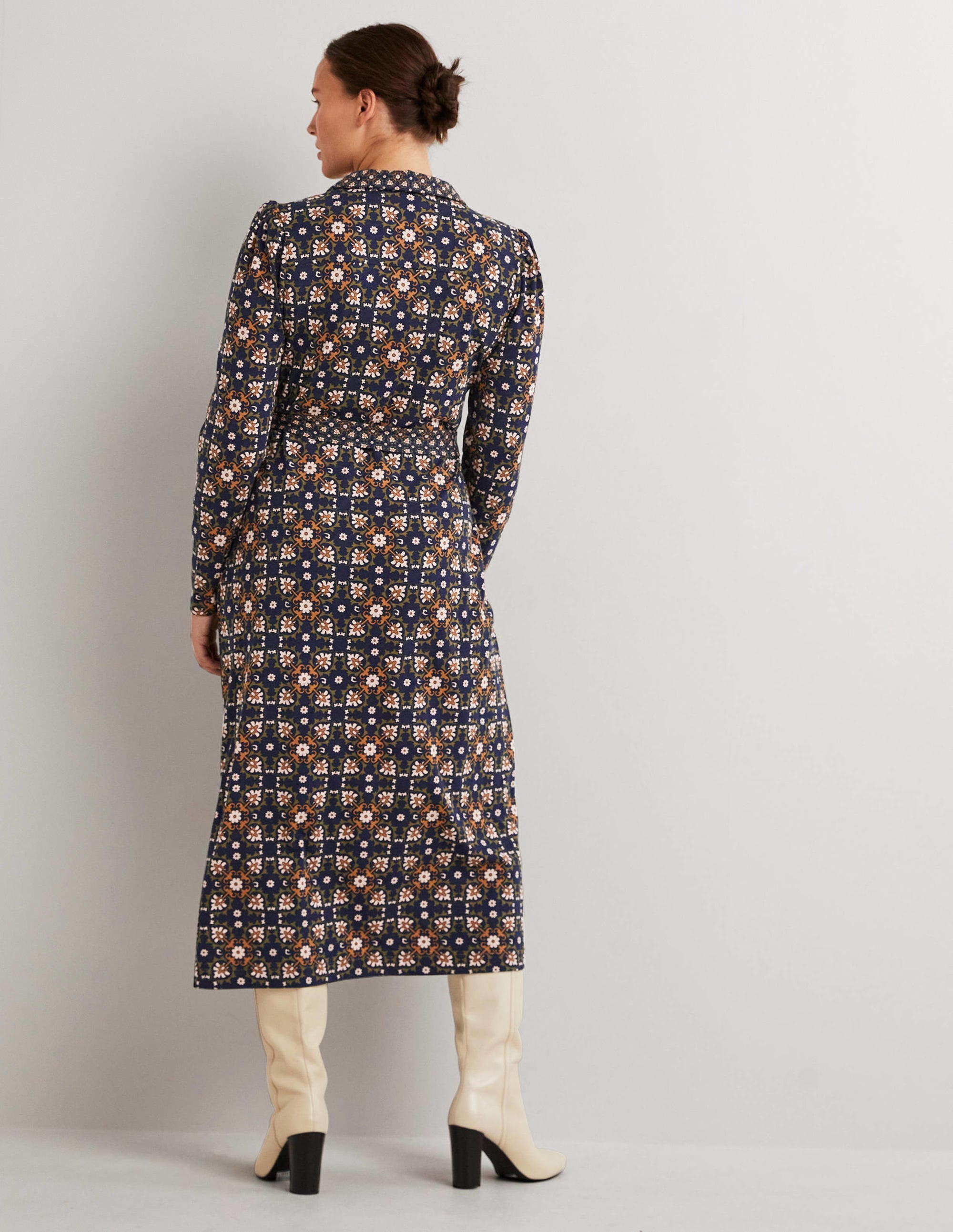 Robe-chemise midi en jersey-Basilic, motif Bloom Tile - Image 3