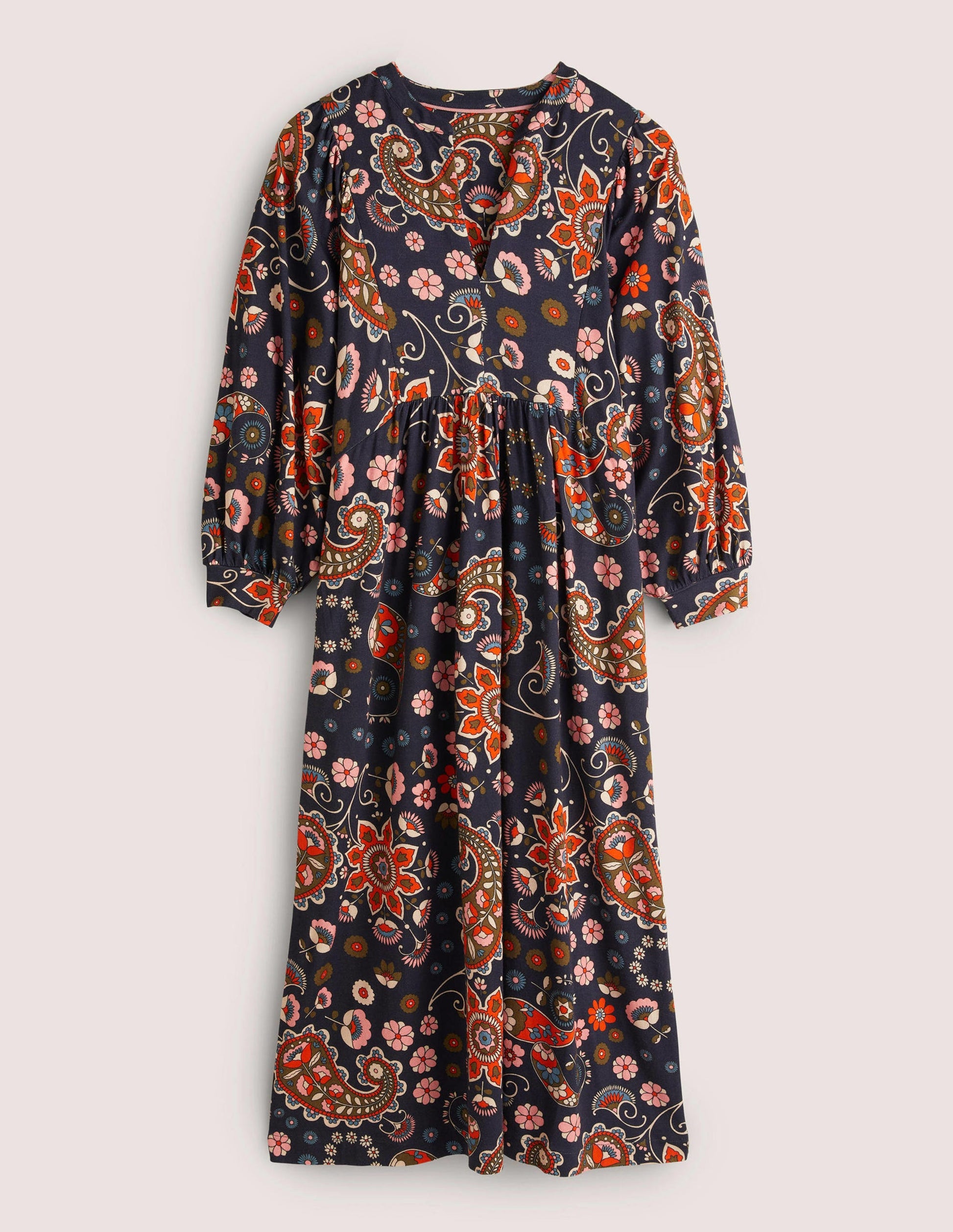 Midikleid aus Jersey-Französisches Navy, Blumenmuster-6