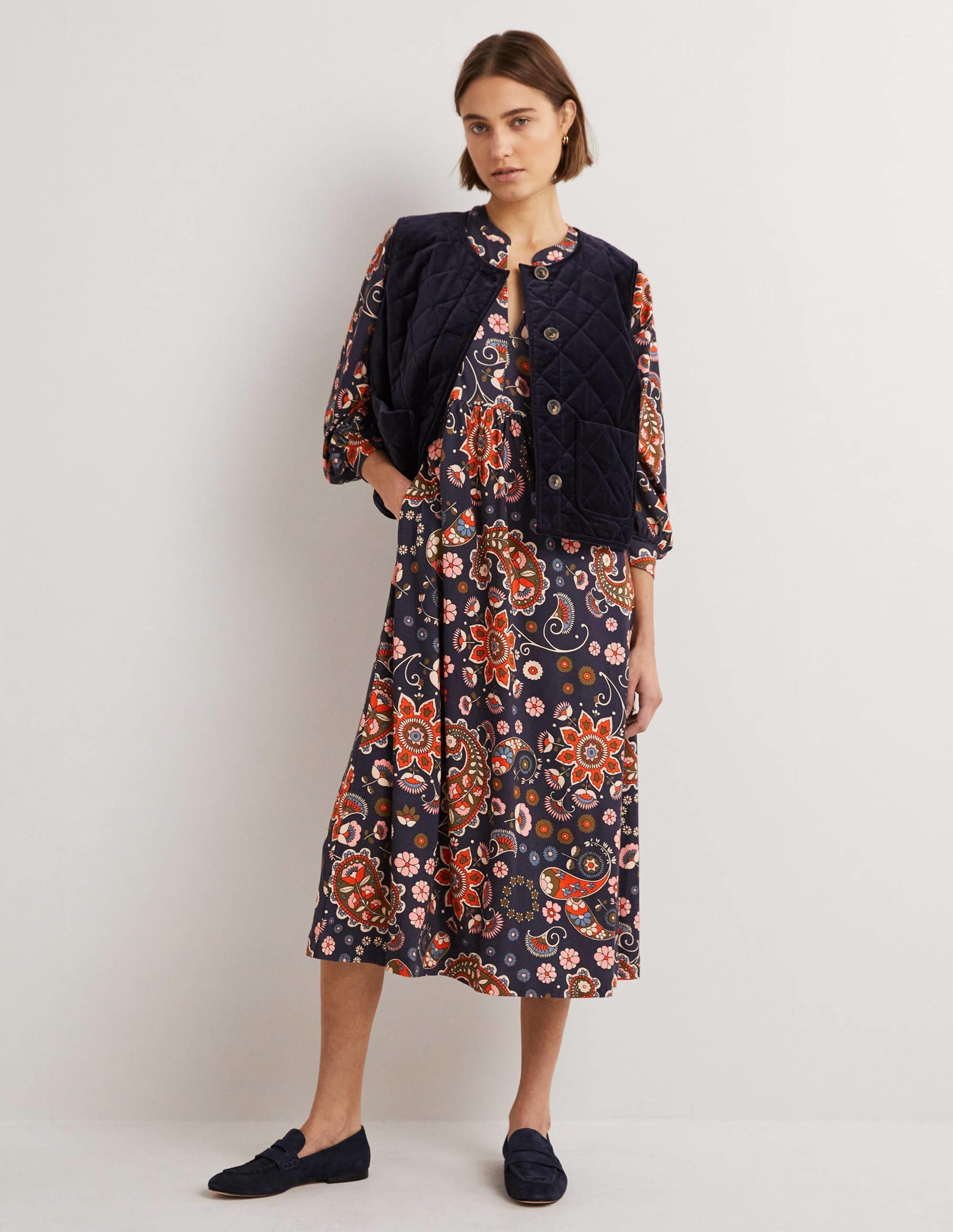 Midikleid aus Jersey-Französisches Navy, Blumenmuster - Image 5
