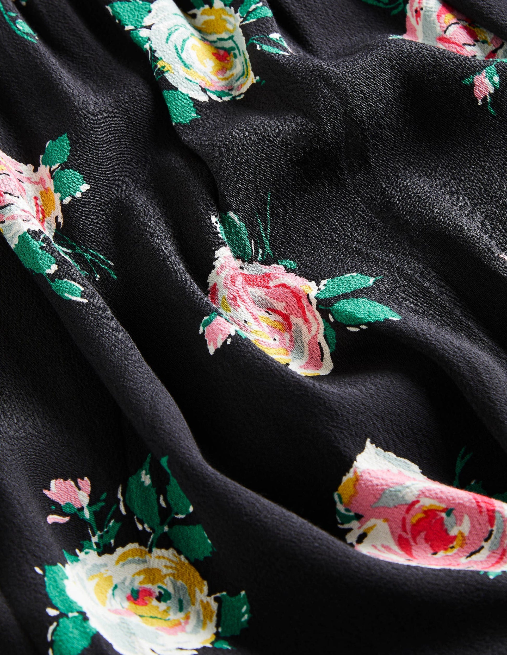 Robe longue à col carré-Noir, motif Painterly Rose-7