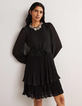Minikleid mit Plisseerock-Schwarz