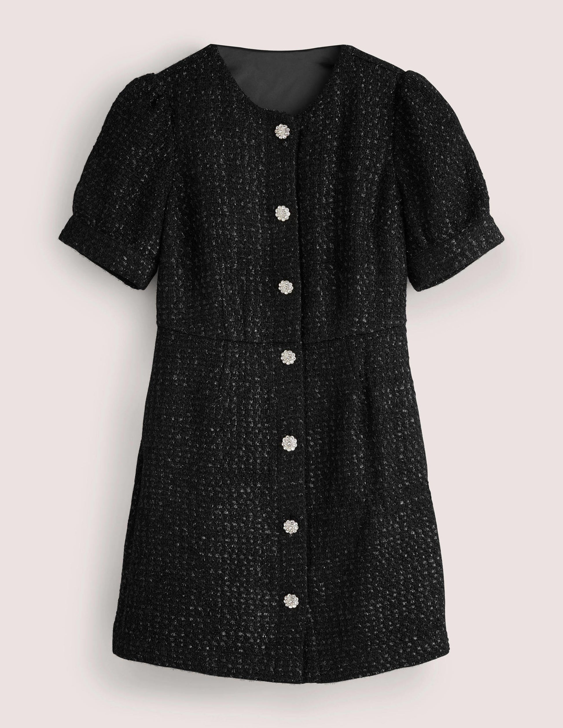 Metallic Textured Mini Dress-Black-7