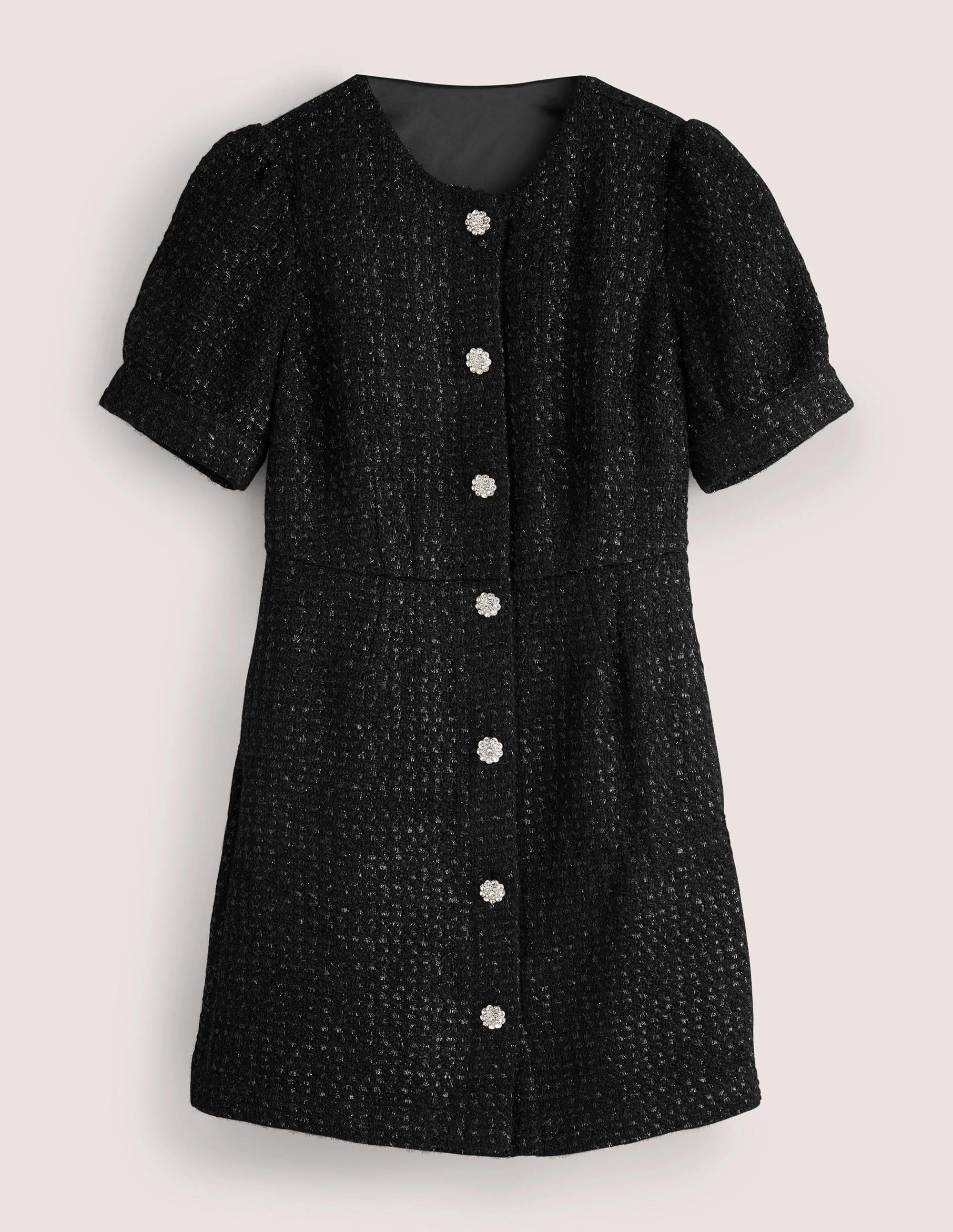 Metallic Textured Mini Dress-Black - Image 7