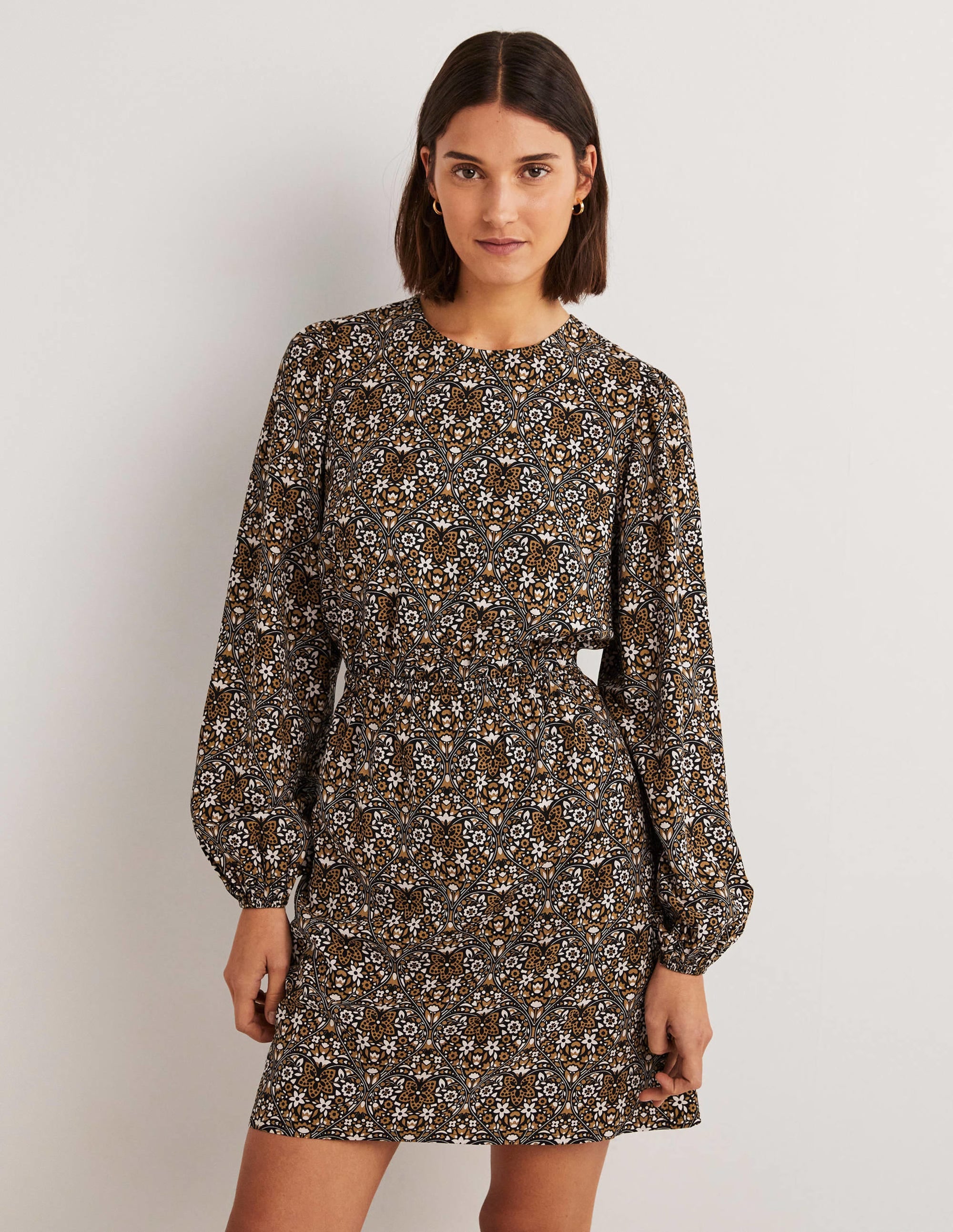 Kleid mit Rundhalsausschnitt-Dijonsenfgelb, Blütenherzen - Image 4